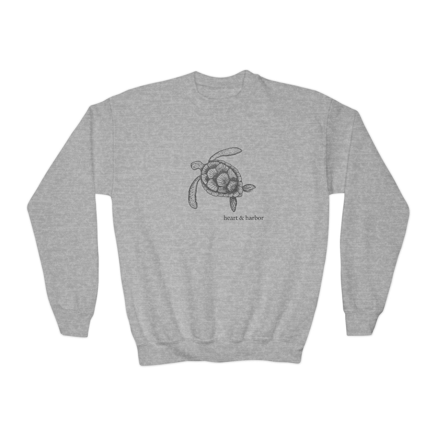 Sea Turtle Kids Crewneck Sweatshirt | Hand-Drawn | Nautical Ocean Shirt | Heart & Harbor