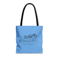 Blue tote bag with hand-drawn sea otter by heart & harbor