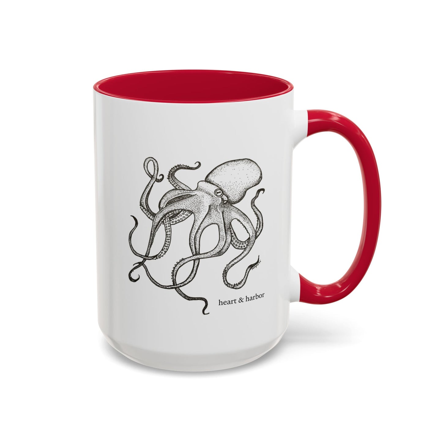Octopus Coffee Mug | Hand-Drawn Ocean Design | Heart & Harbor | Multiple Colors
