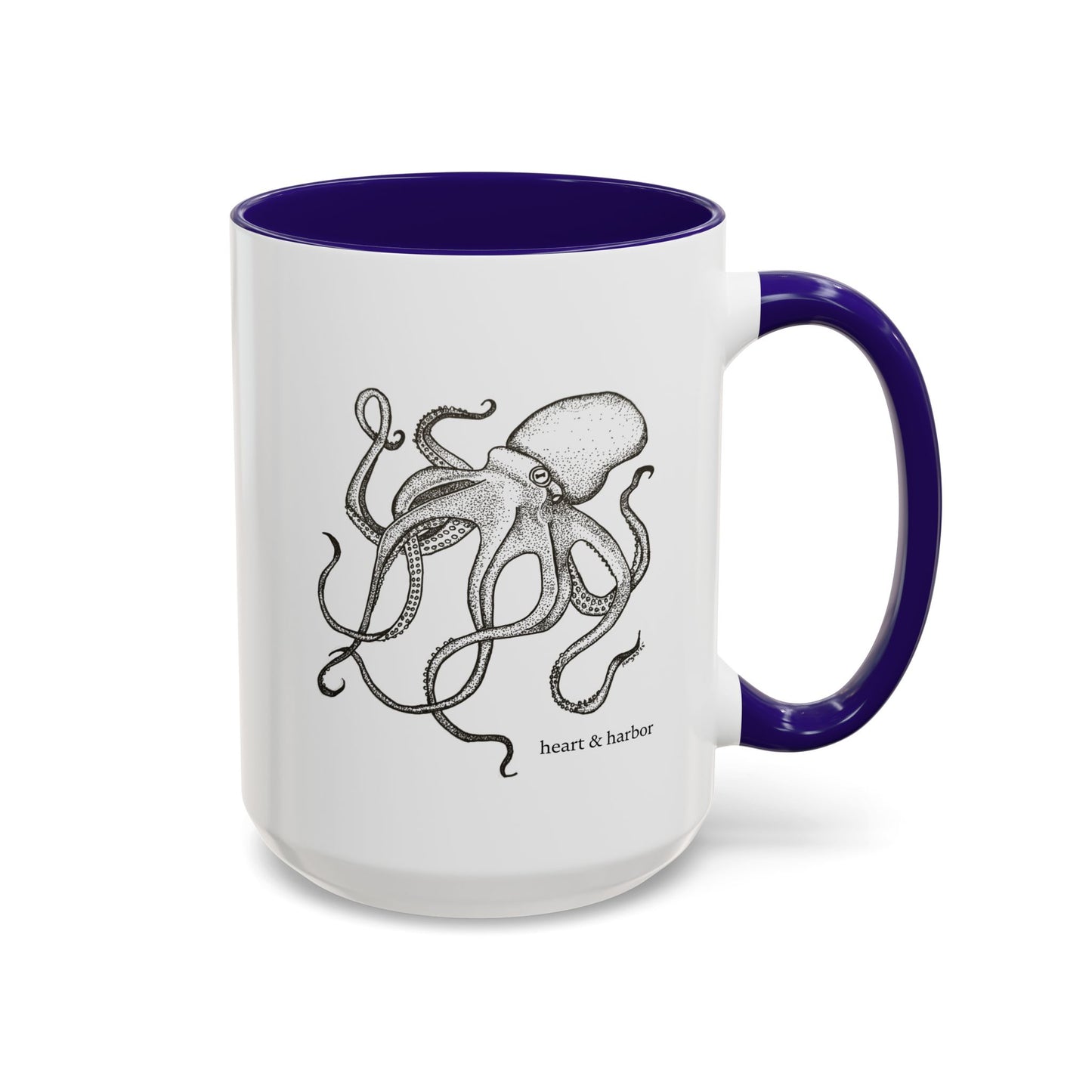 Octopus Coffee Mug | Hand-Drawn Ocean Design | Heart & Harbor | Multiple Colors