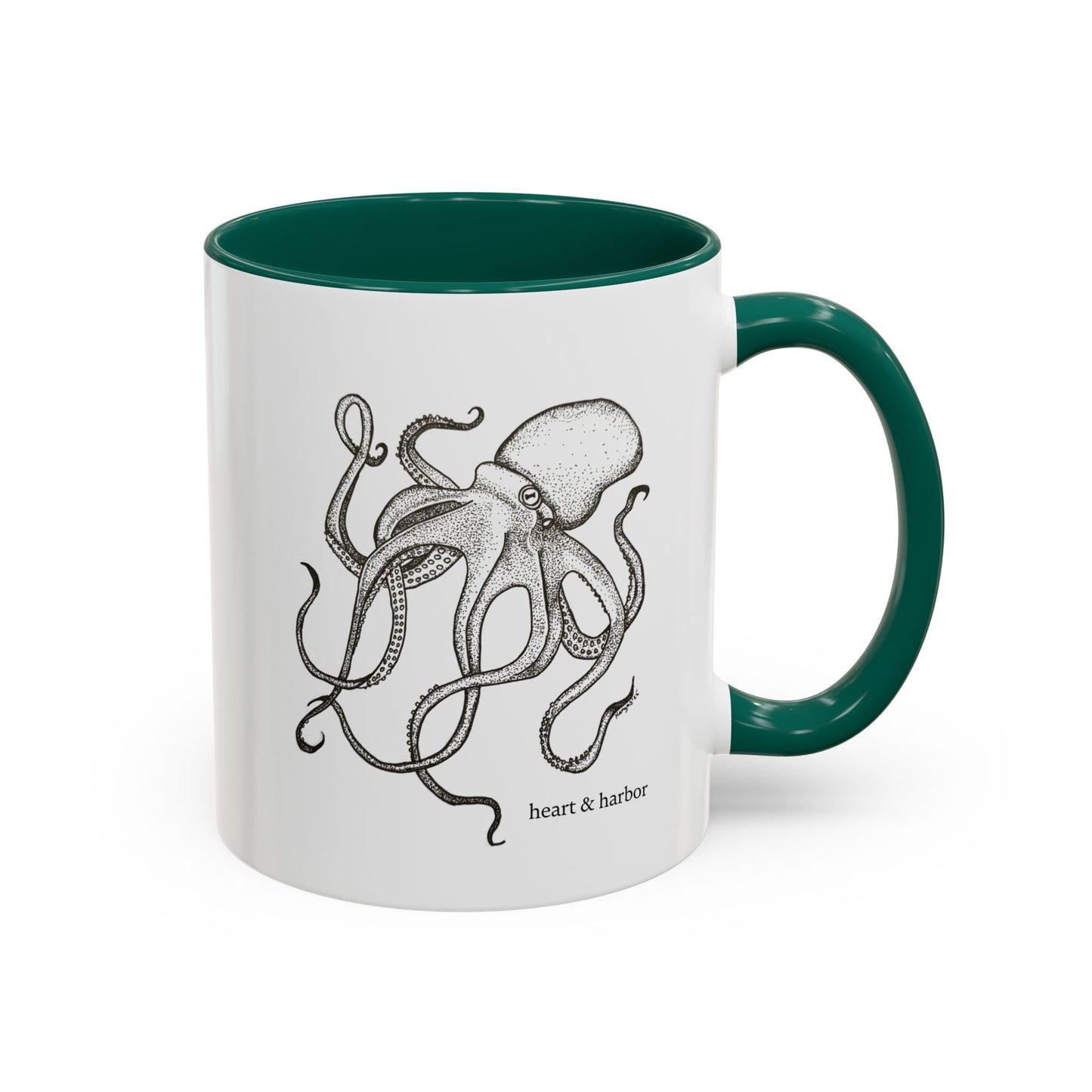 Octopus Coffee Mug | Hand-Drawn Ocean Design | Heart & Harbor | Multiple Colors