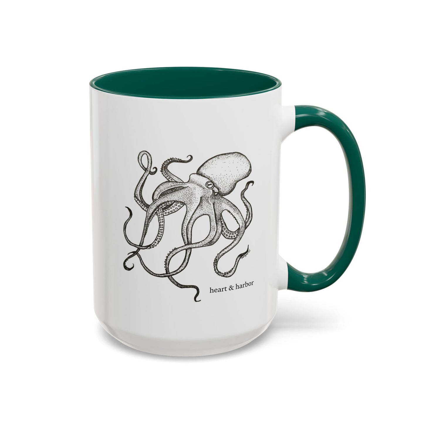 Octopus Coffee Mug | Hand-Drawn Ocean Design | Heart & Harbor | Multiple Colors
