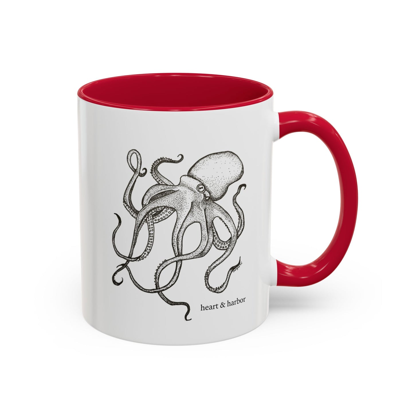 Octopus Coffee Mug | Hand-Drawn Ocean Design | Heart & Harbor | Multiple Colors