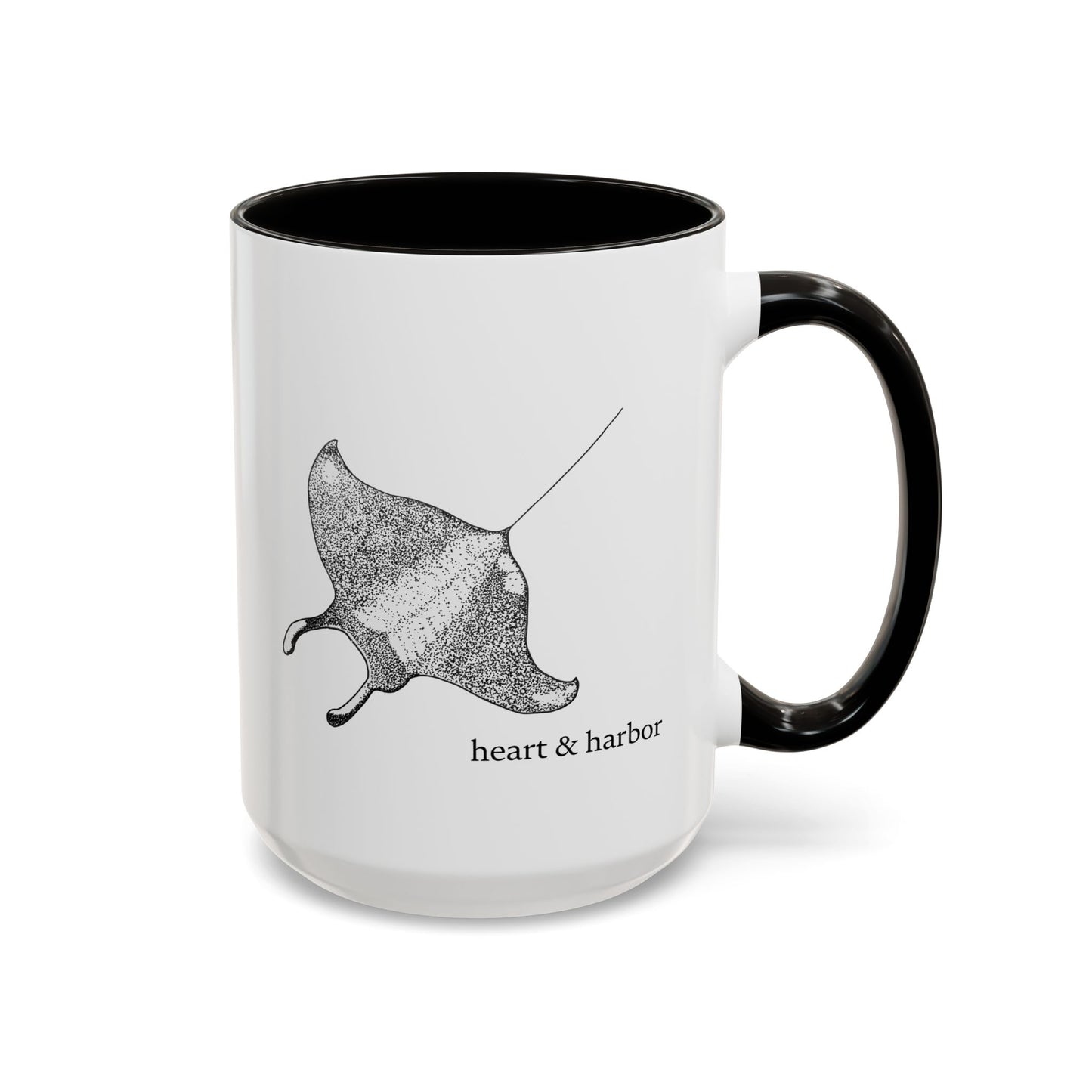 Manta Ray Coffee Mug | Hand-Drawn Ocean Design | Heart & Harbor | Multiple Colors