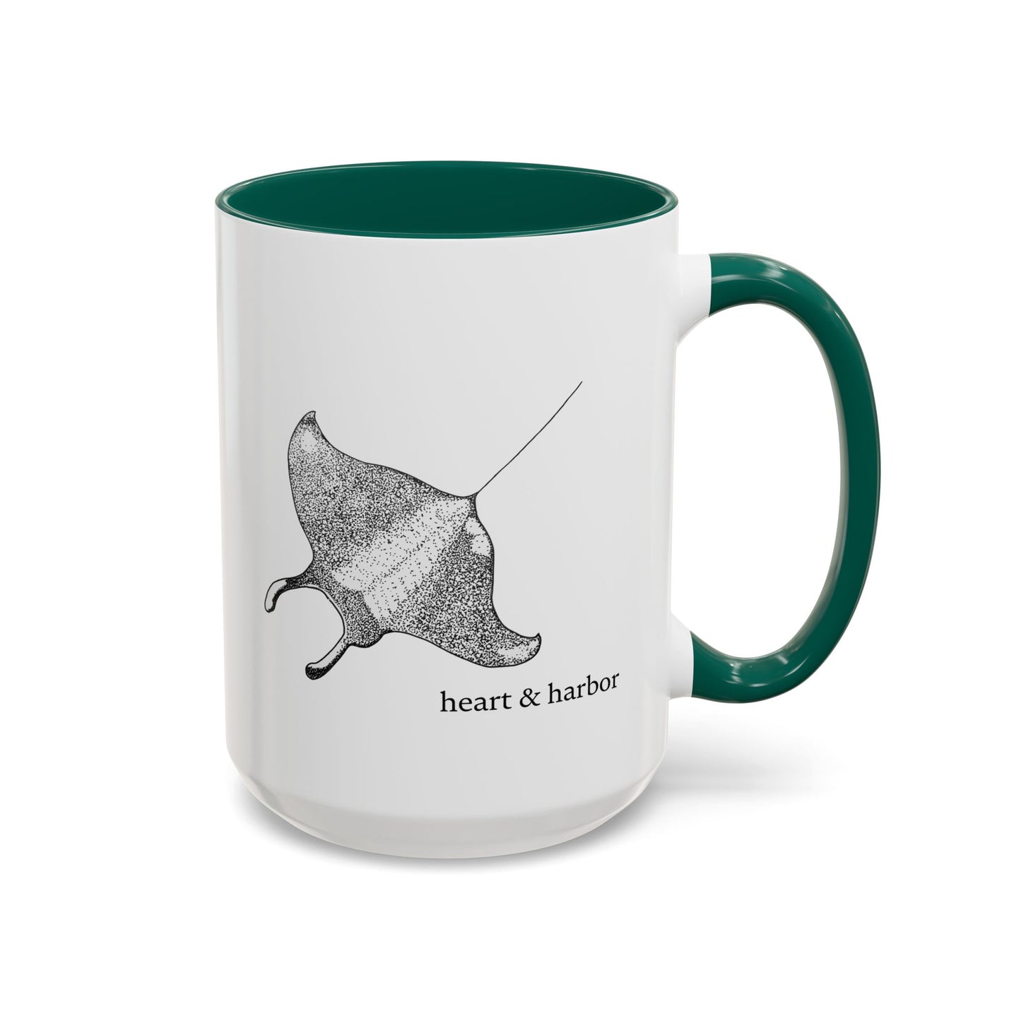 Manta Ray Coffee Mug | Hand-Drawn Ocean Design | Heart & Harbor | Multiple Colors