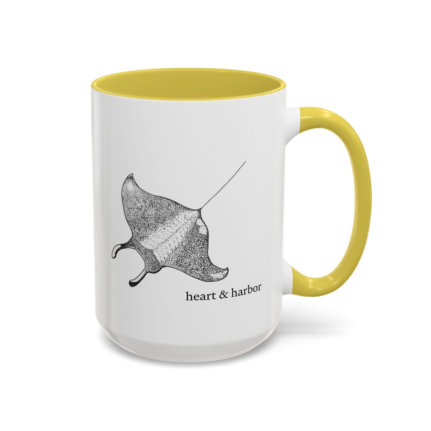 Manta Ray Coffee Mug | Hand-Drawn Ocean Design | Heart & Harbor | Multiple Colors