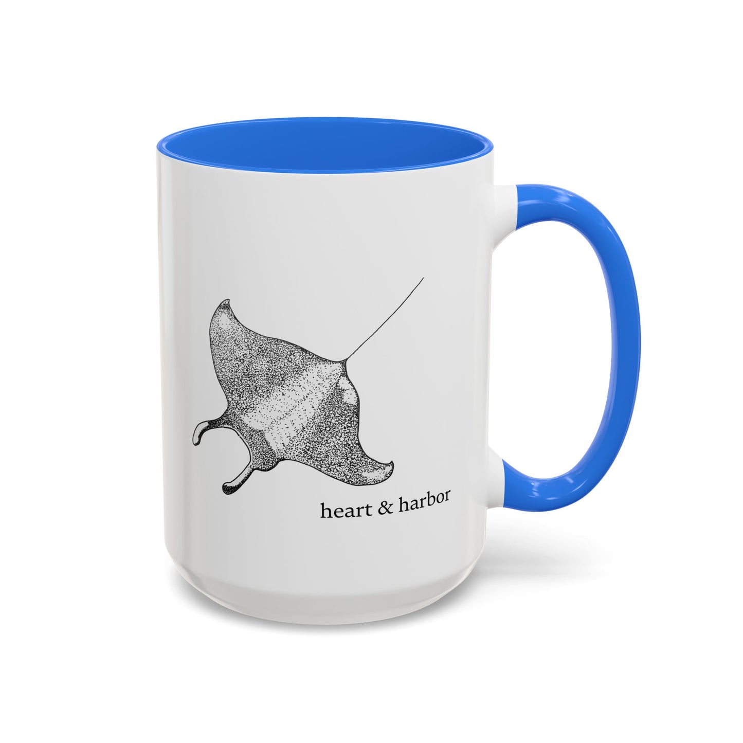 Manta Ray Coffee Mug | Hand-Drawn Ocean Design | Heart & Harbor | Multiple Colors