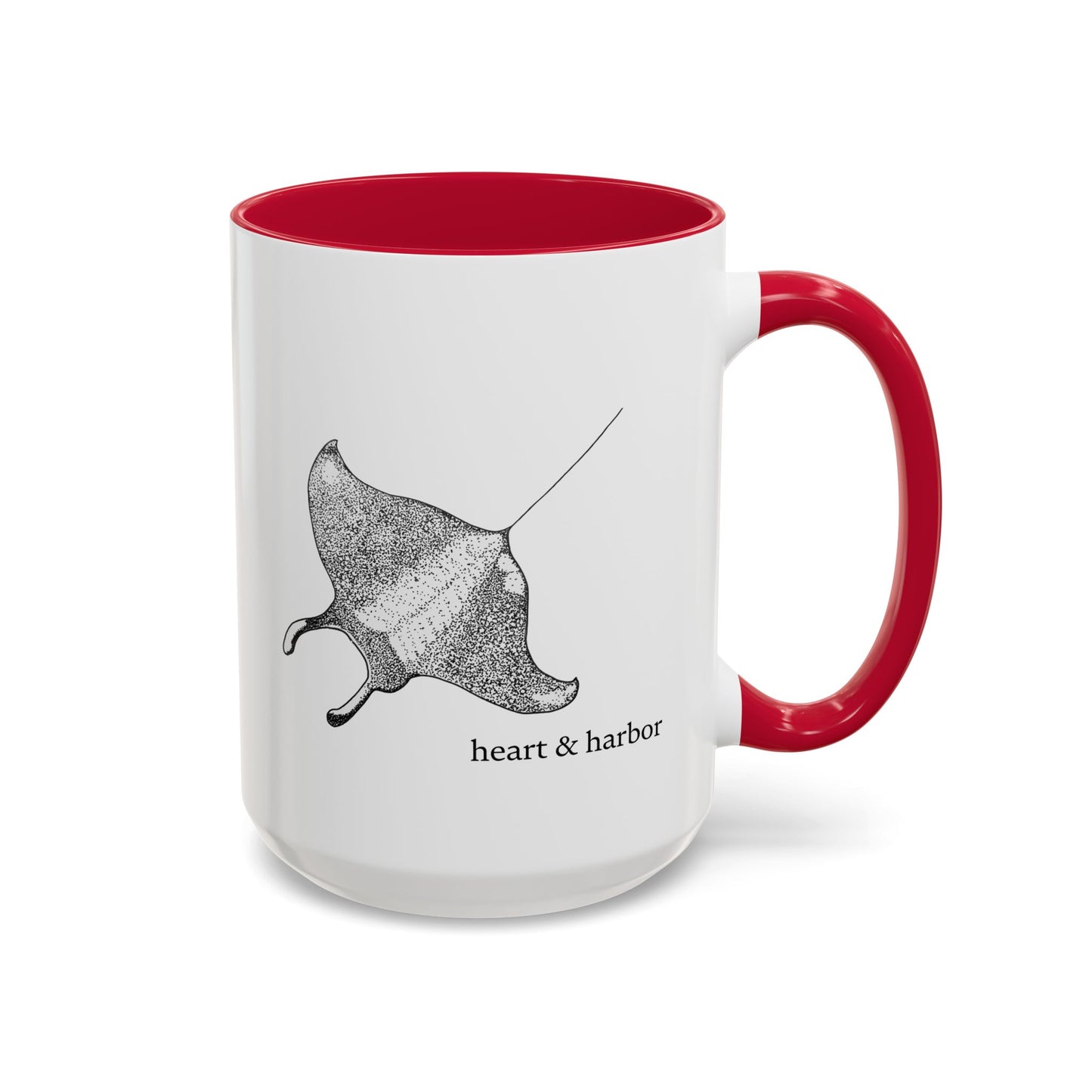 Manta Ray Coffee Mug | Hand-Drawn Ocean Design | Heart & Harbor | Multiple Colors