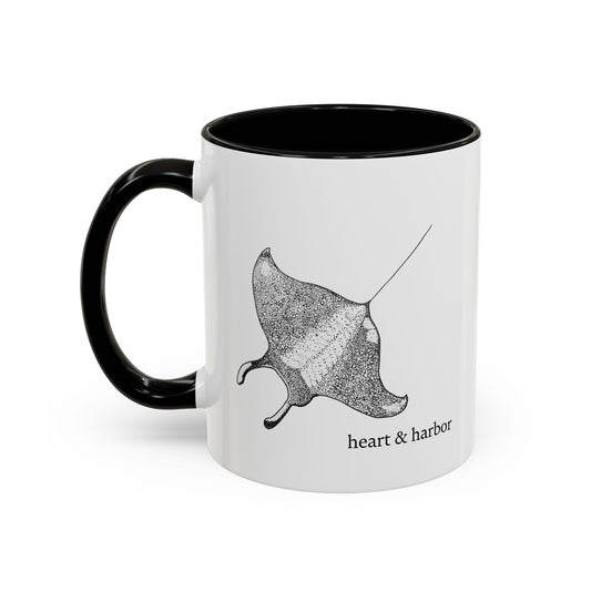 Manta Ray Coffee Mug | Hand-Drawn Ocean Design | Heart & Harbor | Multiple Colors