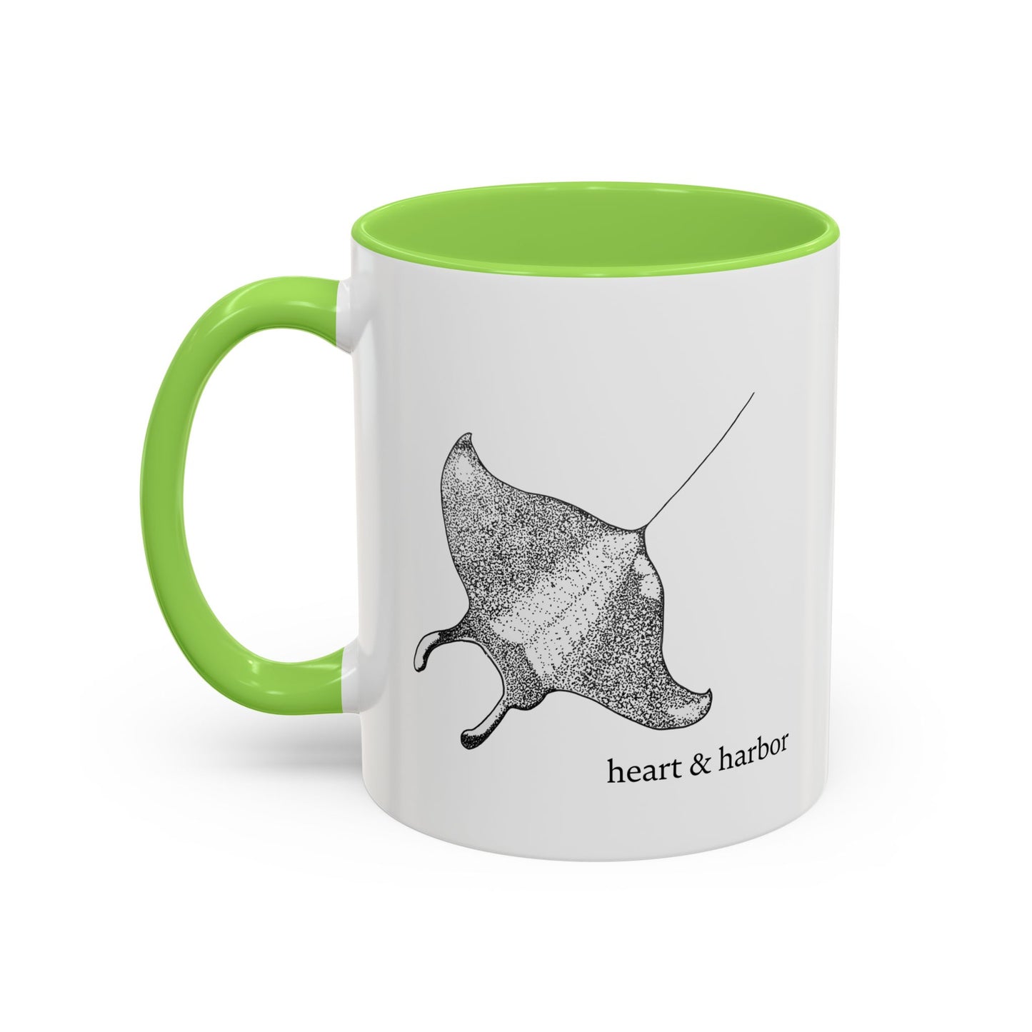 Manta Ray Coffee Mug | Hand-Drawn Ocean Design | Heart & Harbor | Multiple Colors