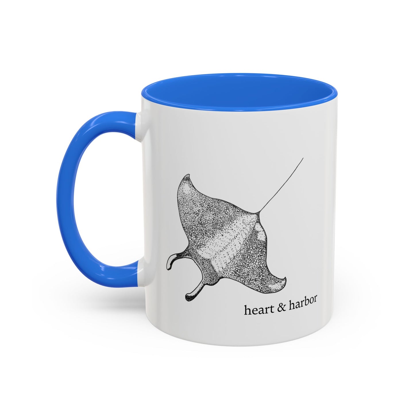 Manta Ray Coffee Mug | Hand-Drawn Ocean Design | Heart & Harbor | Multiple Colors