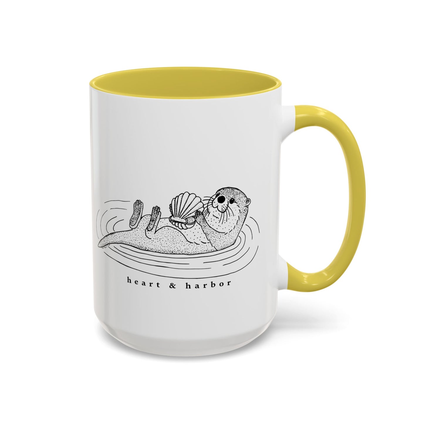 Sea Otter Accent Coffee Mug | Hand-Drawn Ocean Design | Heart & Harbor | Multiple Colors