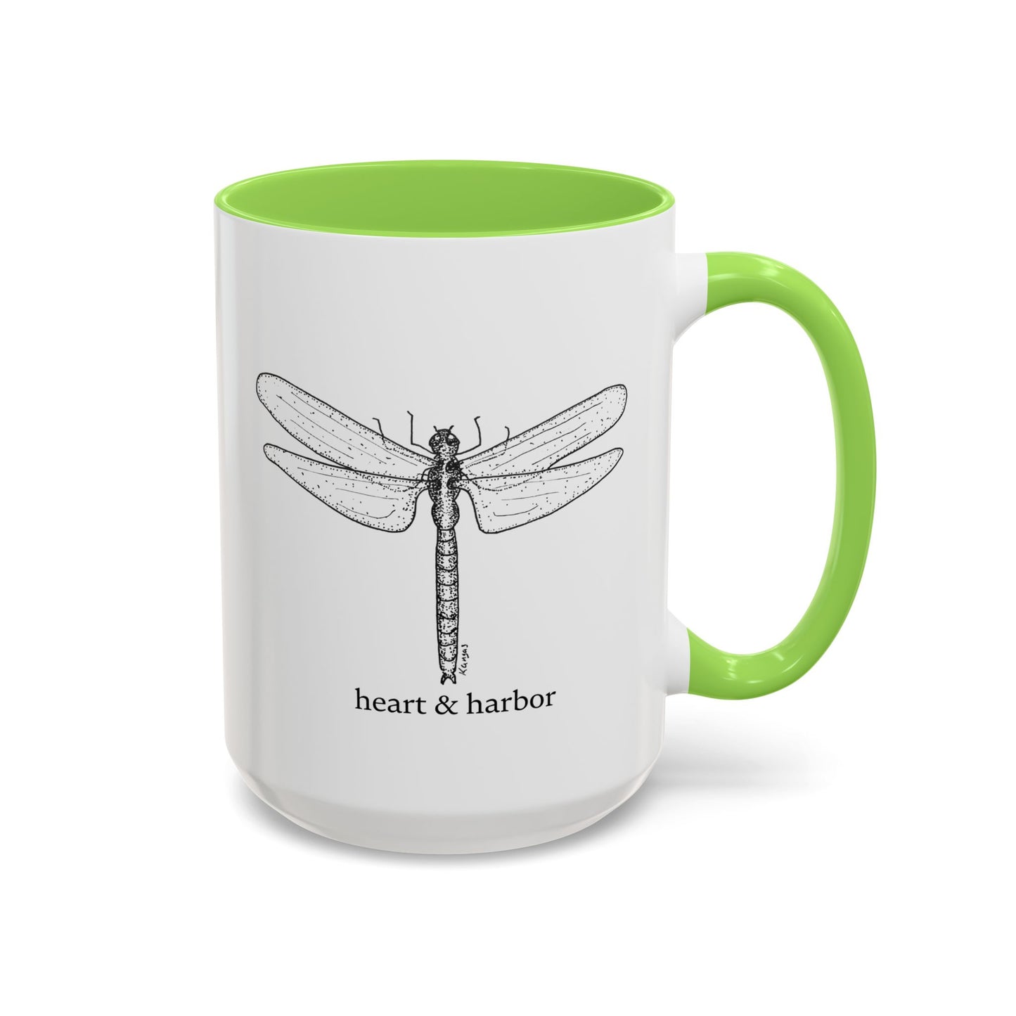 Dragonfly Accent Coffee Mug | Hand-Drawn Ocean Design | Heart & Harbor | Multiple Colors