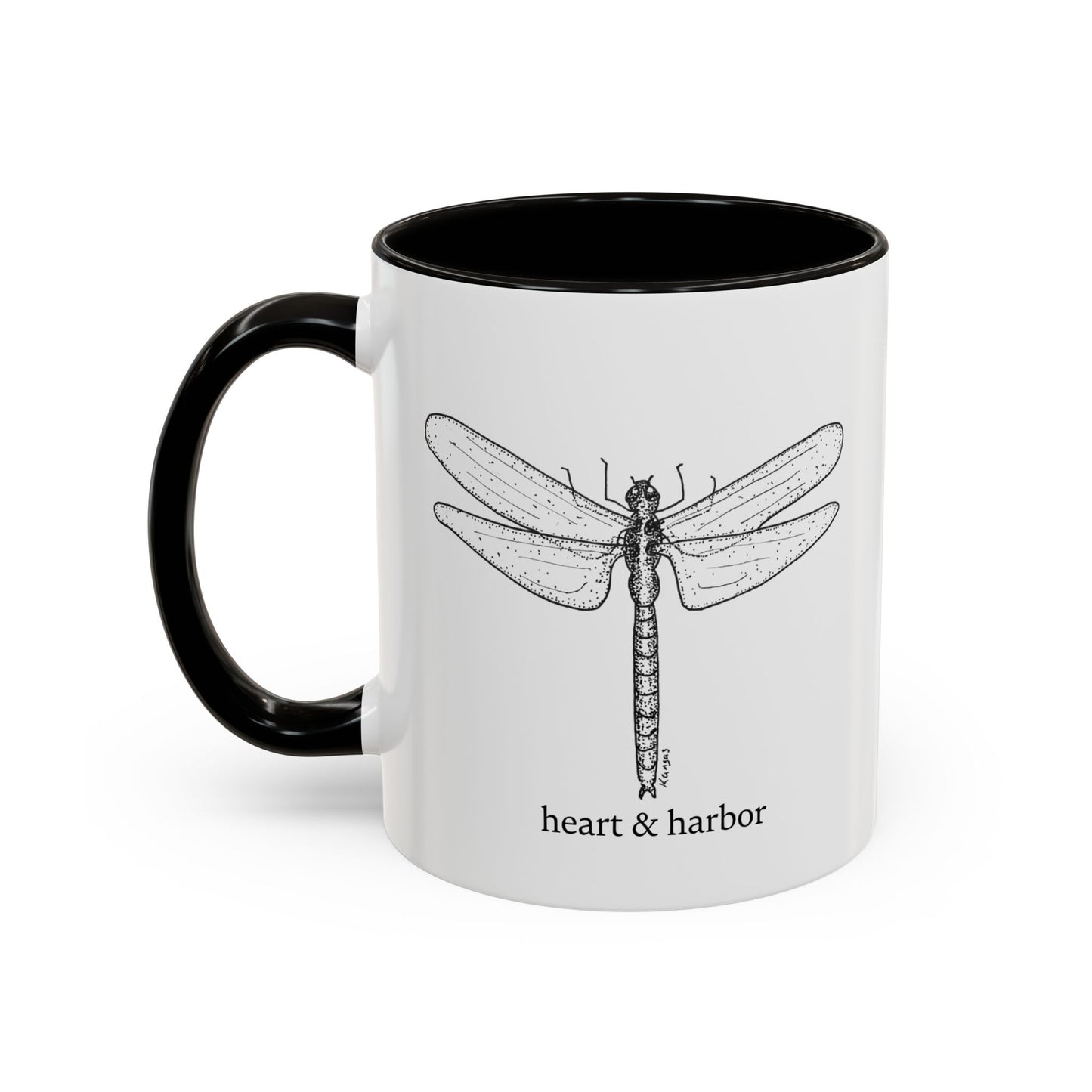 Dragonfly Accent Coffee Mug | Hand-Drawn Ocean Design | Heart & Harbor | Multiple Colors