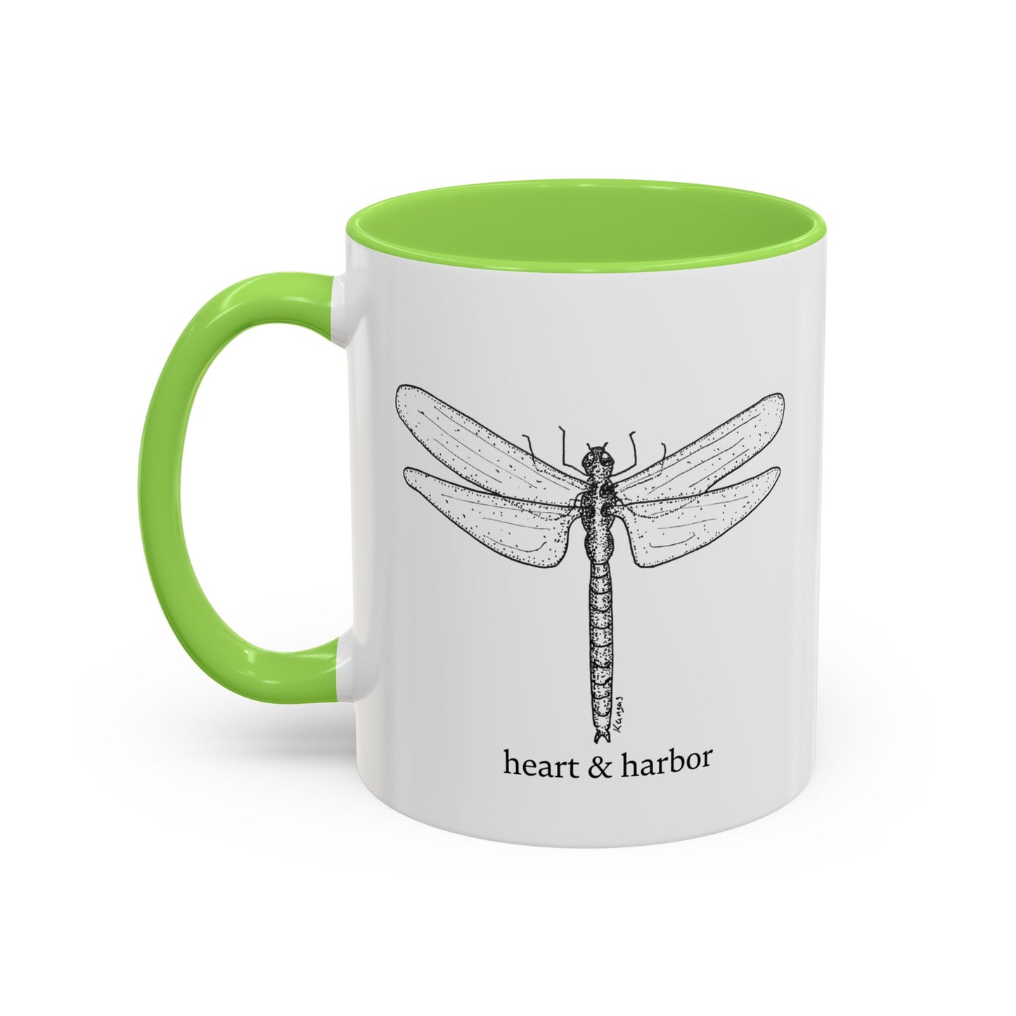 Dragonfly Accent Coffee Mug | Hand-Drawn Ocean Design | Heart & Harbor | Multiple Colors