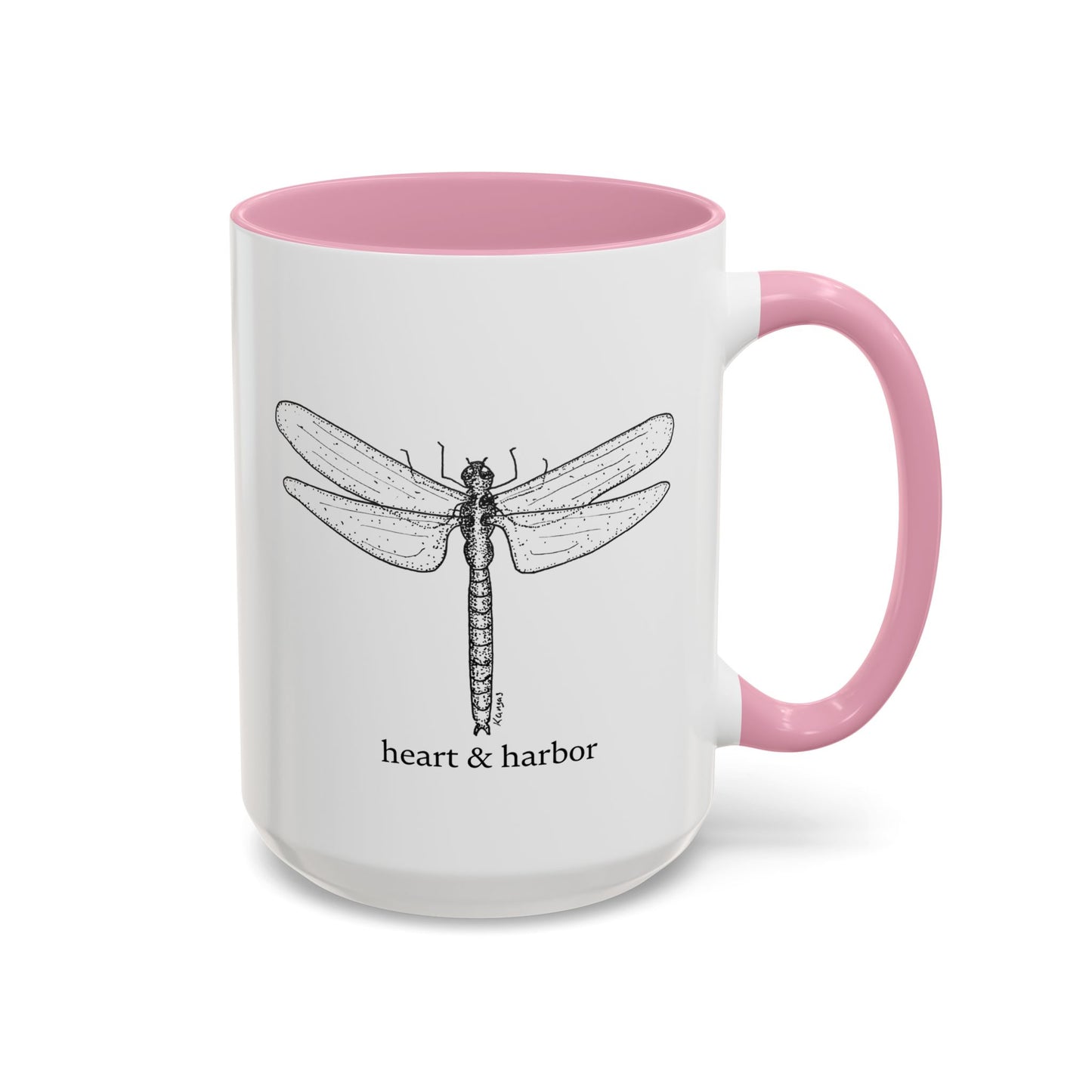 Dragonfly Accent Coffee Mug | Hand-Drawn Ocean Design | Heart & Harbor | Multiple Colors