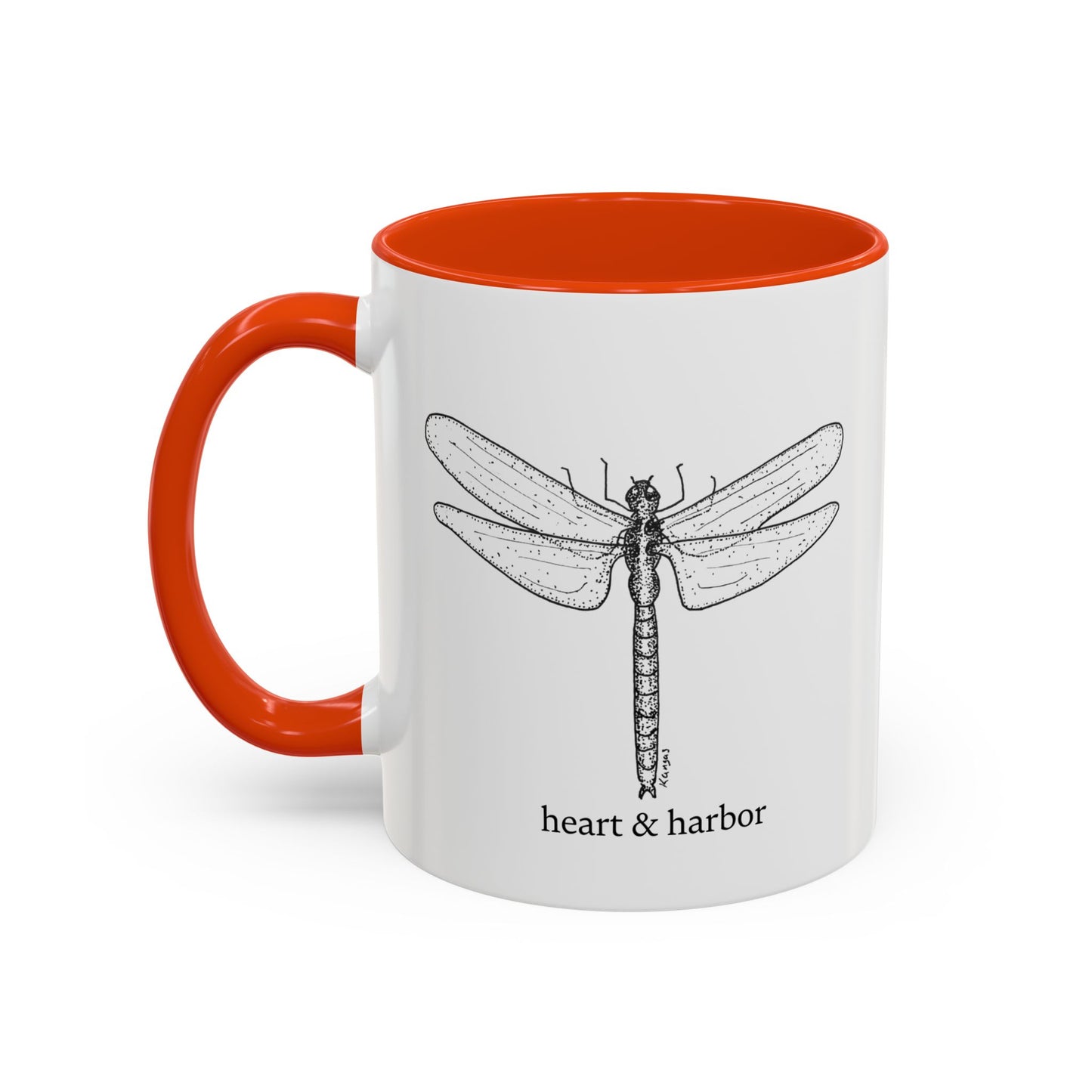 Dragonfly Accent Coffee Mug | Hand-Drawn Ocean Design | Heart & Harbor | Multiple Colors
