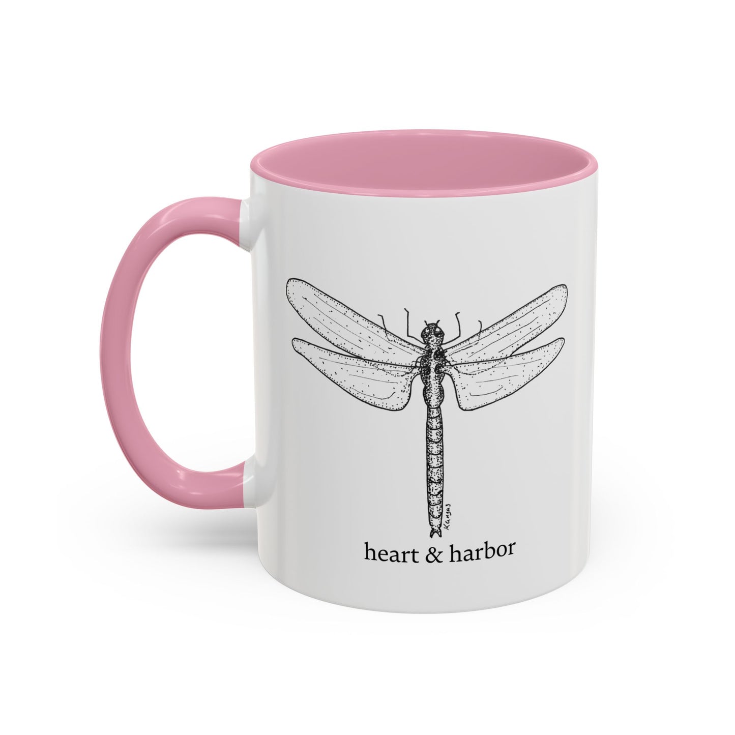Dragonfly Accent Coffee Mug | Hand-Drawn Ocean Design | Heart & Harbor | Multiple Colors