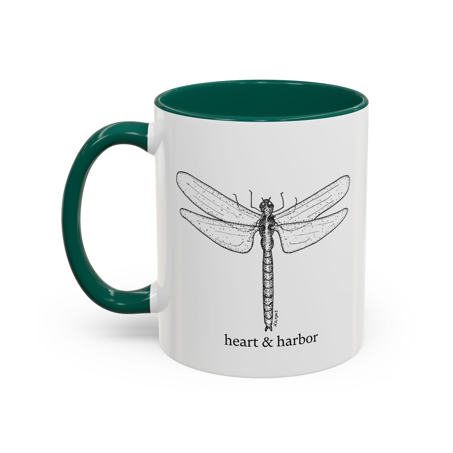 Dragonfly Accent Coffee Mug | Hand-Drawn Ocean Design | Heart & Harbor | Multiple Colors