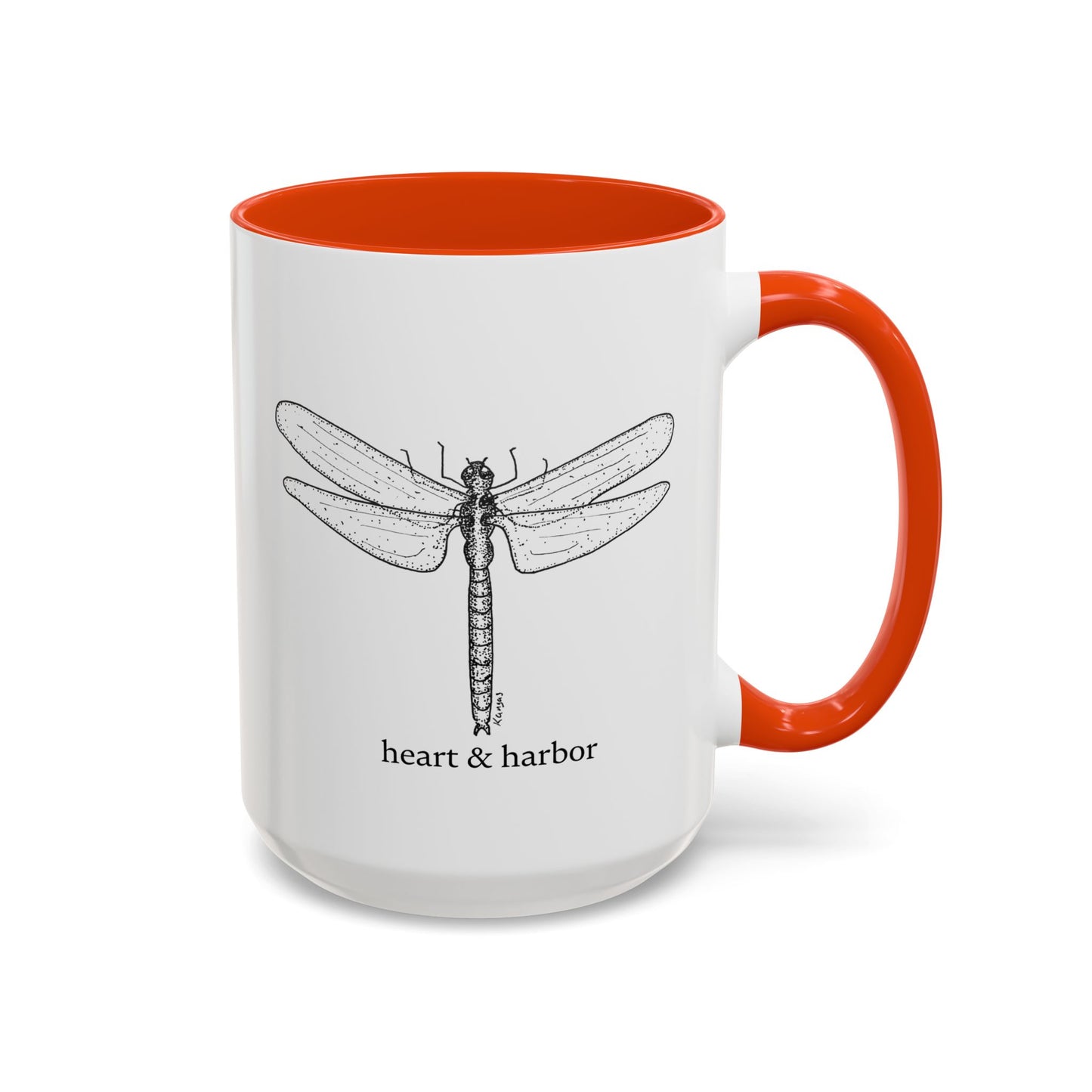 Dragonfly Accent Coffee Mug | Hand-Drawn Ocean Design | Heart & Harbor | Multiple Colors
