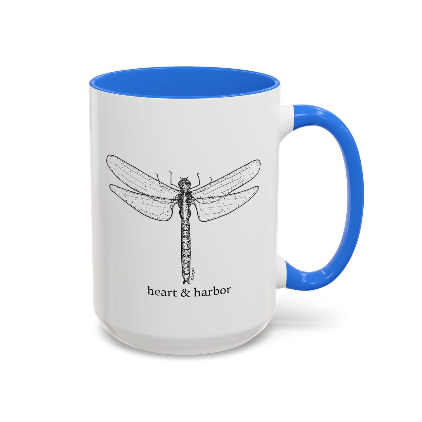 Dragonfly Accent Coffee Mug | Hand-Drawn Ocean Design | Heart & Harbor | Multiple Colors
