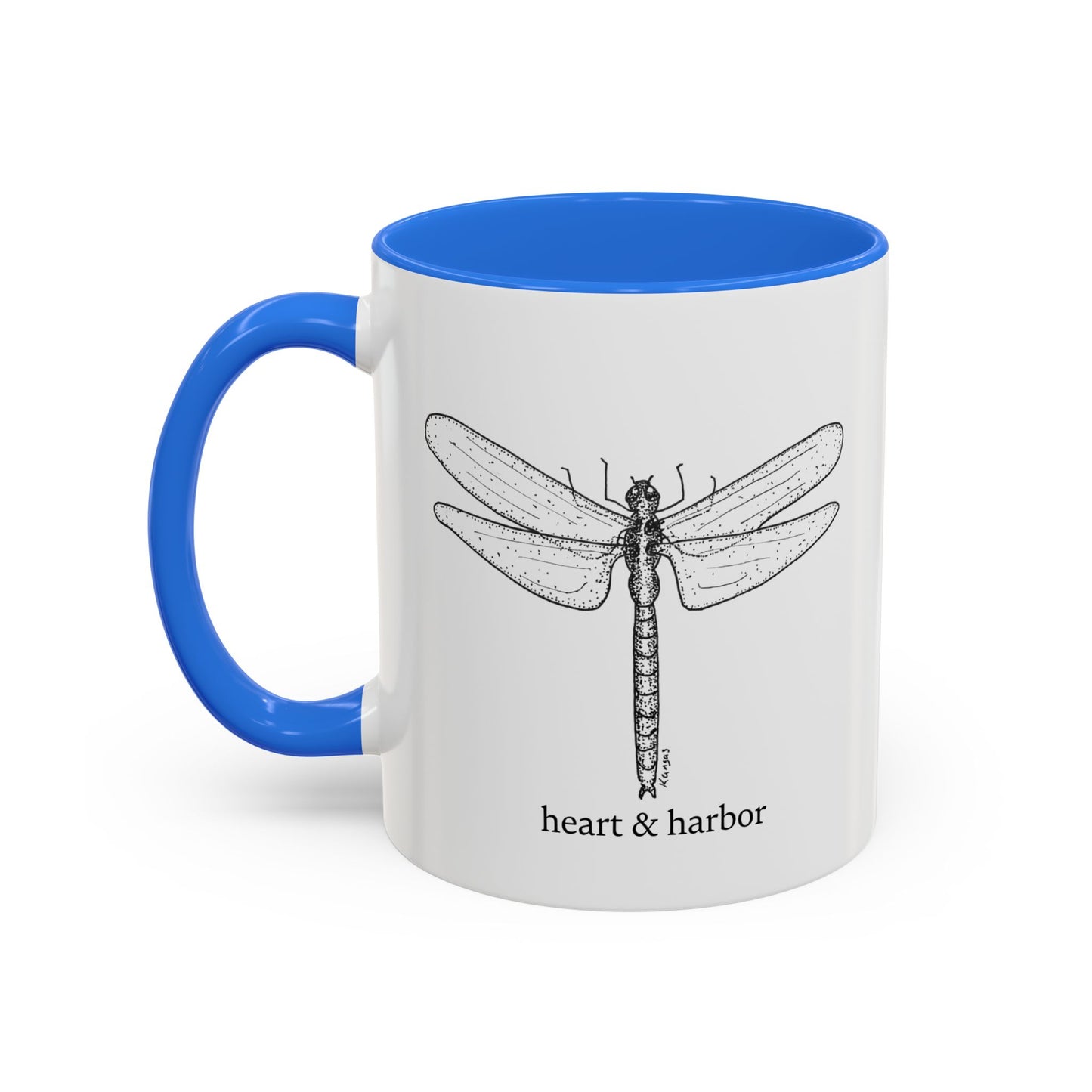 Dragonfly Accent Coffee Mug | Hand-Drawn Ocean Design | Heart & Harbor | Multiple Colors