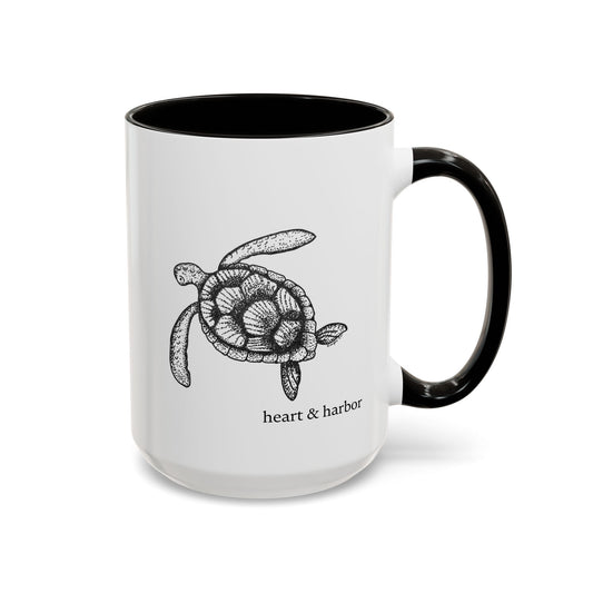 Sea Turtle Coffee Mug | Hand-Drawn Ocean Design | Heart & Harbor | Multiple Colors