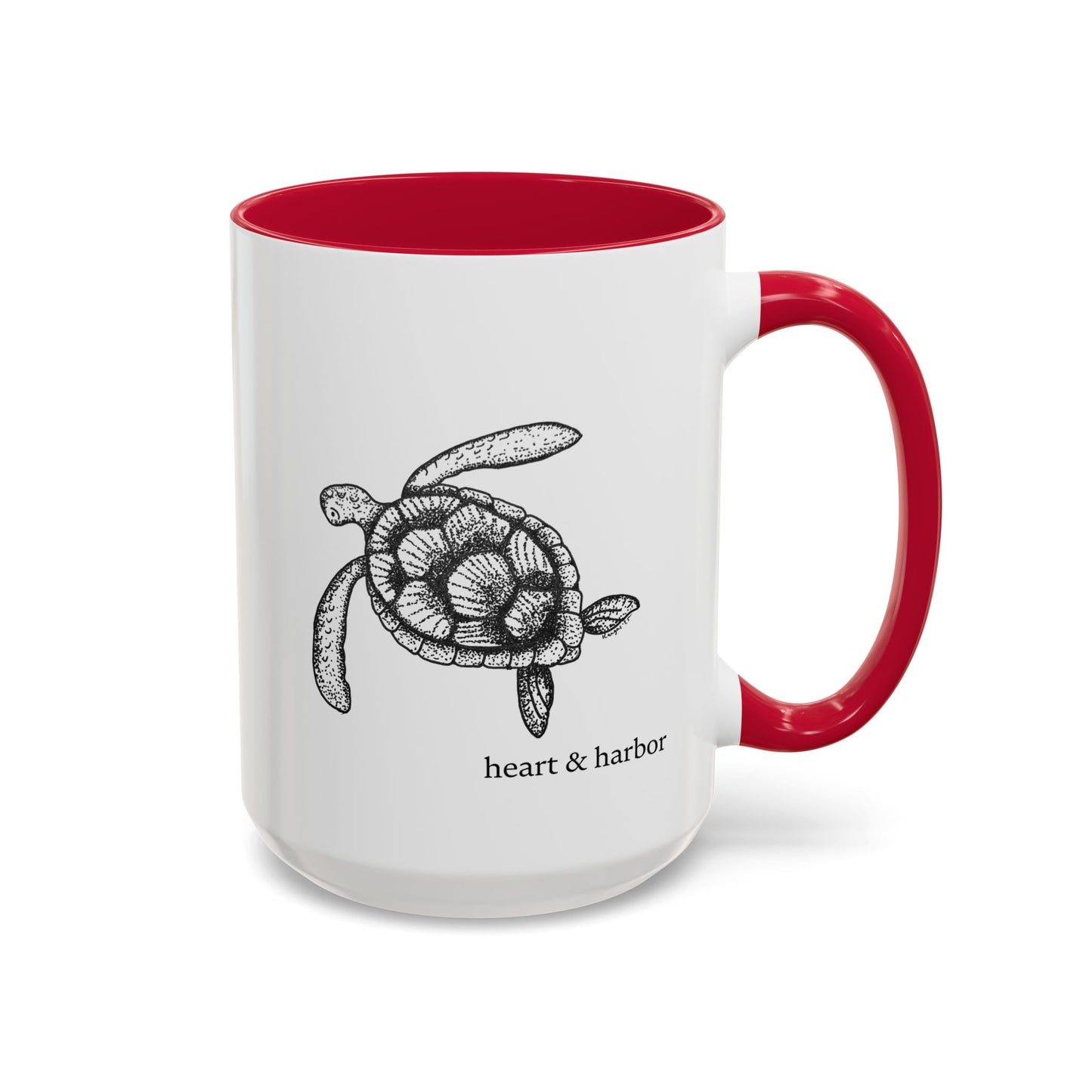 Sea Turtle Coffee Mug | Hand-Drawn Ocean Design | Heart & Harbor | Multiple Colors