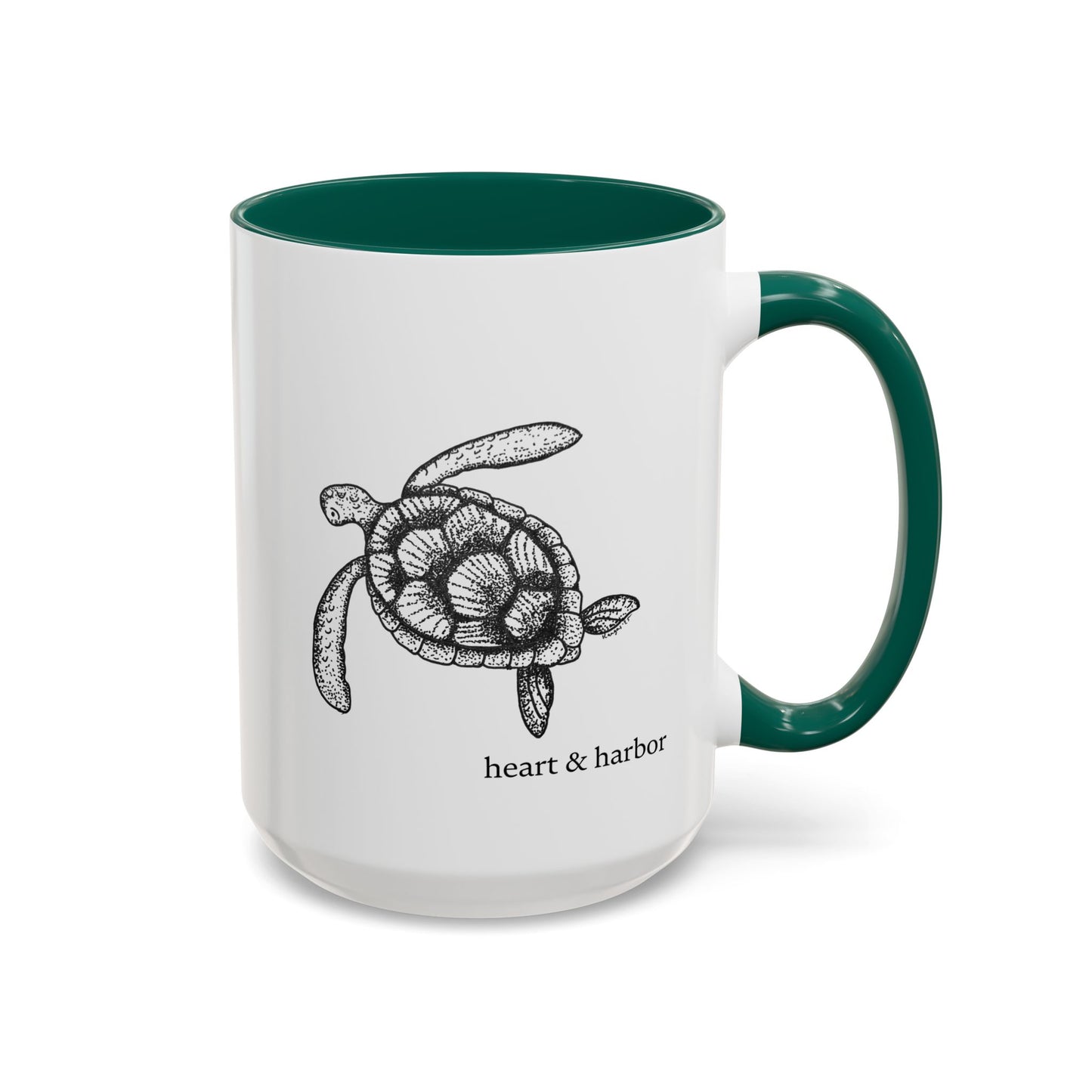 Sea Turtle Coffee Mug | Hand-Drawn Ocean Design | Heart & Harbor | Multiple Colors