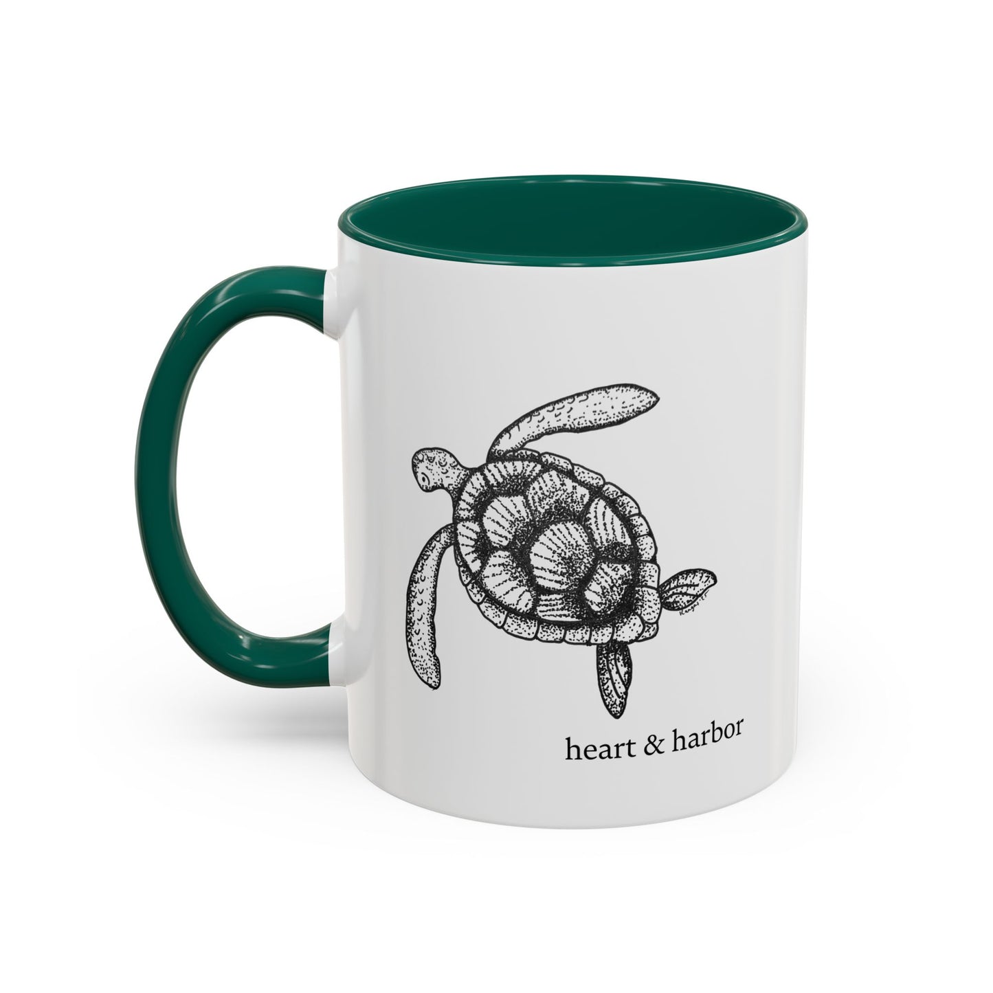 Sea Turtle Coffee Mug | Hand-Drawn Ocean Design | Heart & Harbor | Multiple Colors