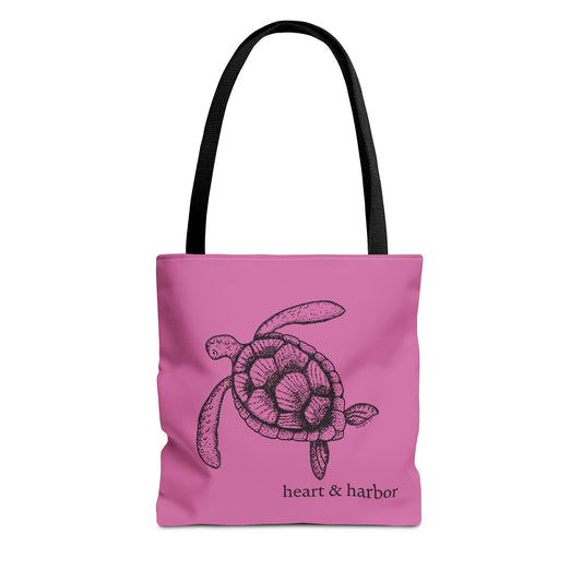 Sea Turtle Tote Bag - Hand-Drawn - Pink | Heart & Harbor