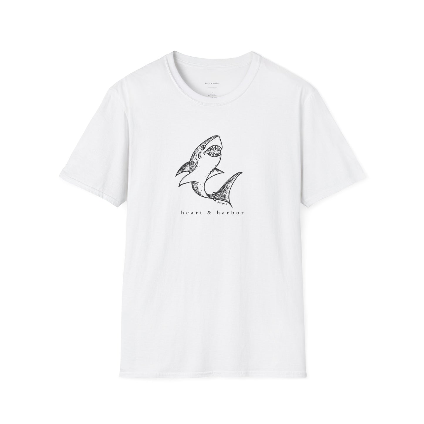 Shark Graphic T-Shirt | Unisex Hand-Drawn | Heart & Harbor | Multiple Colors