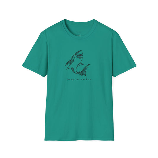 Shark Graphic T-Shirt | Unisex Hand-Drawn | Heart & Harbor | Multiple Colors