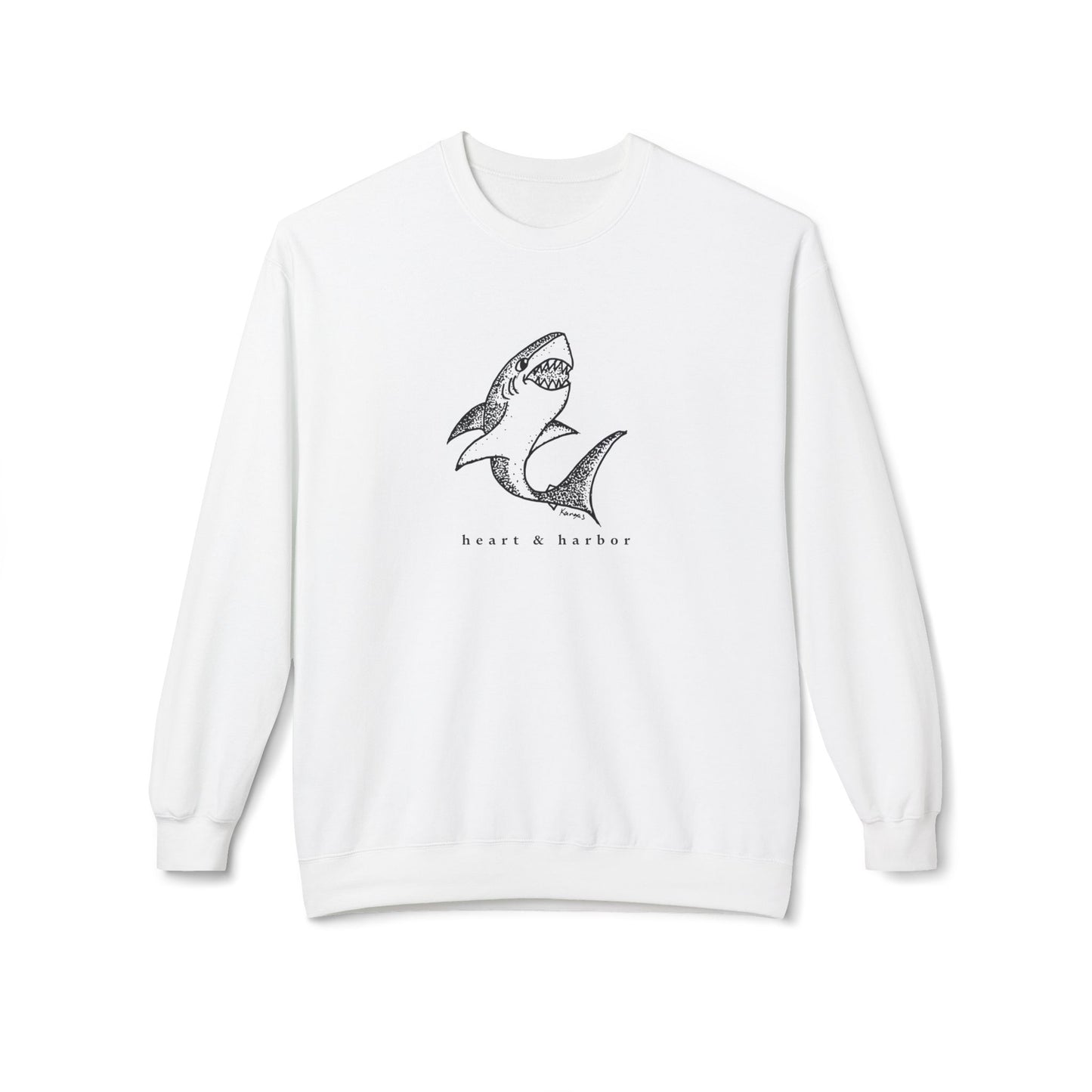 Shark Crewneck Sweatshirt |  Unisex | Hand-Drawn| Heart & Harbor |Multiple colors