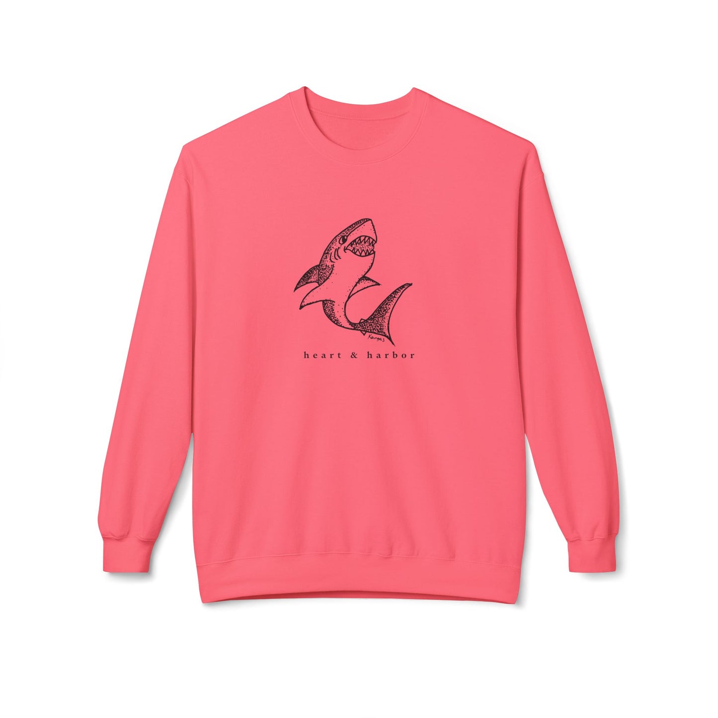 Shark Crewneck Sweatshirt |  Unisex | Hand-Drawn| Heart & Harbor |Multiple colors