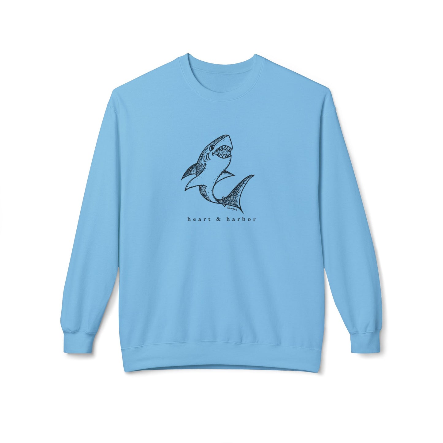 Shark Crewneck Sweatshirt |  Unisex | Hand-Drawn| Heart & Harbor |Multiple colors