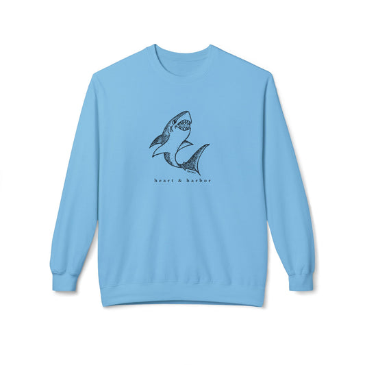 Shark Crewneck Sweatshirt |  Unisex | Hand-Drawn| Heart & Harbor |Multiple colors