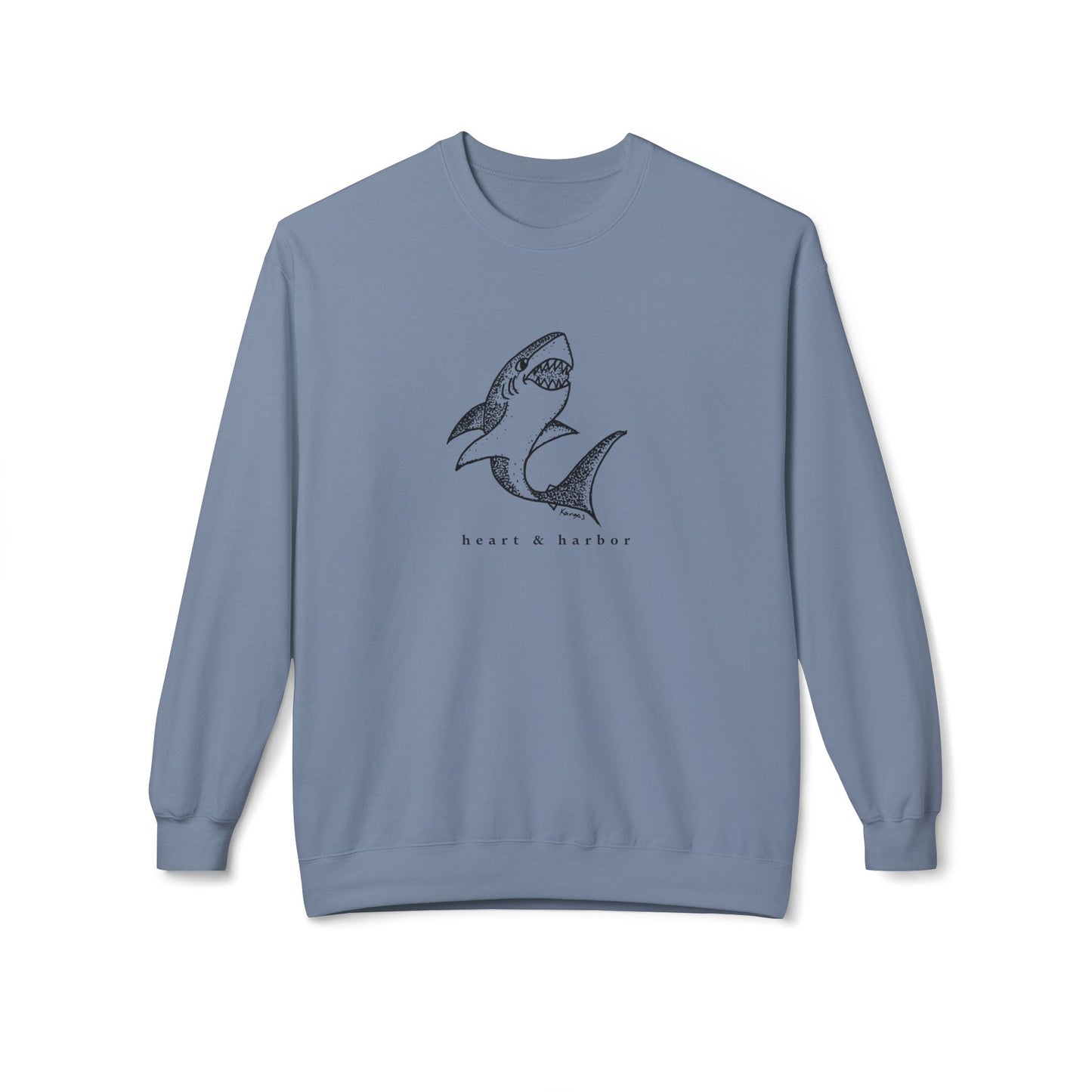 Shark Crewneck Sweatshirt |  Unisex | Hand-Drawn| Heart & Harbor |Multiple colors