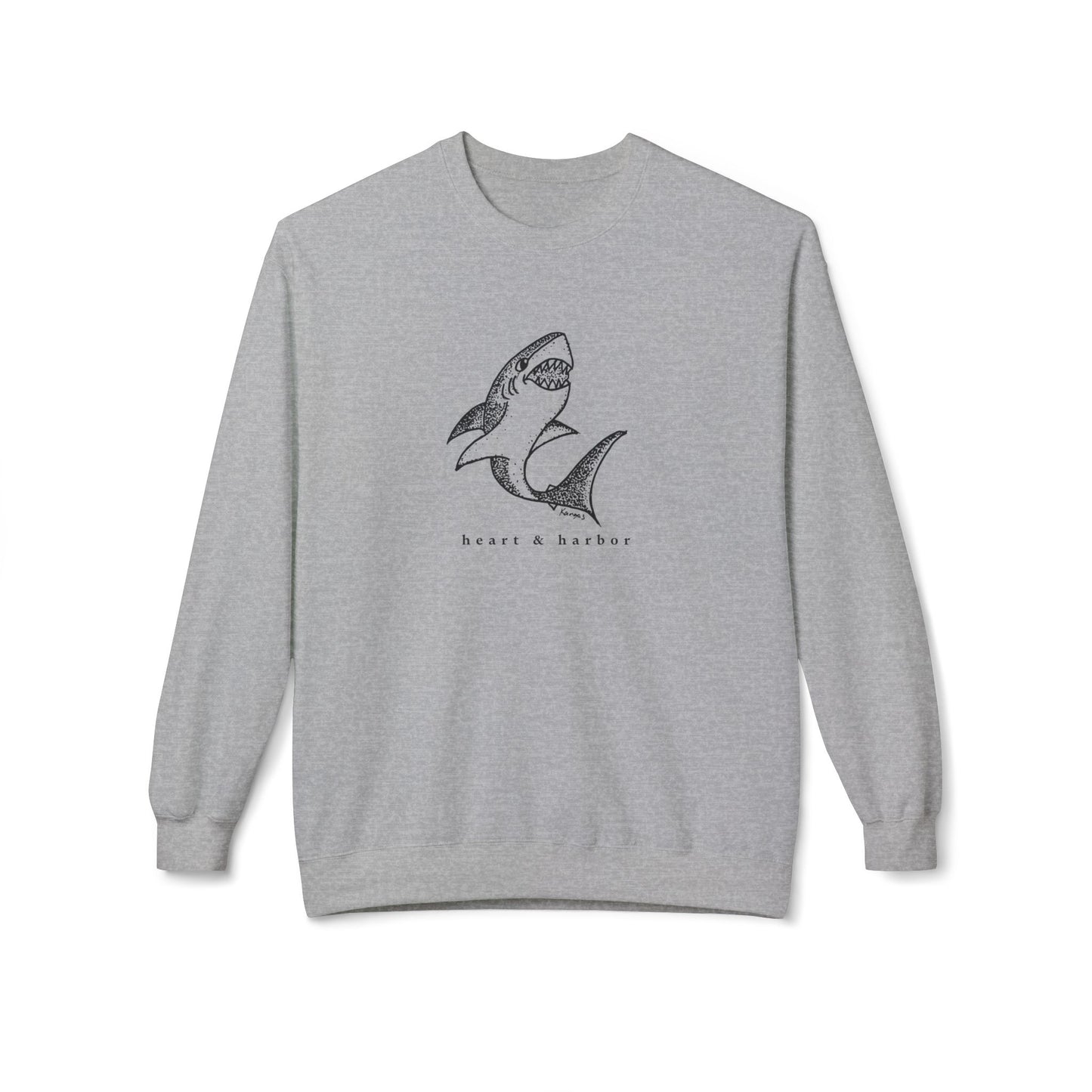 Shark Crewneck Sweatshirt |  Unisex | Hand-Drawn| Heart & Harbor |Multiple colors