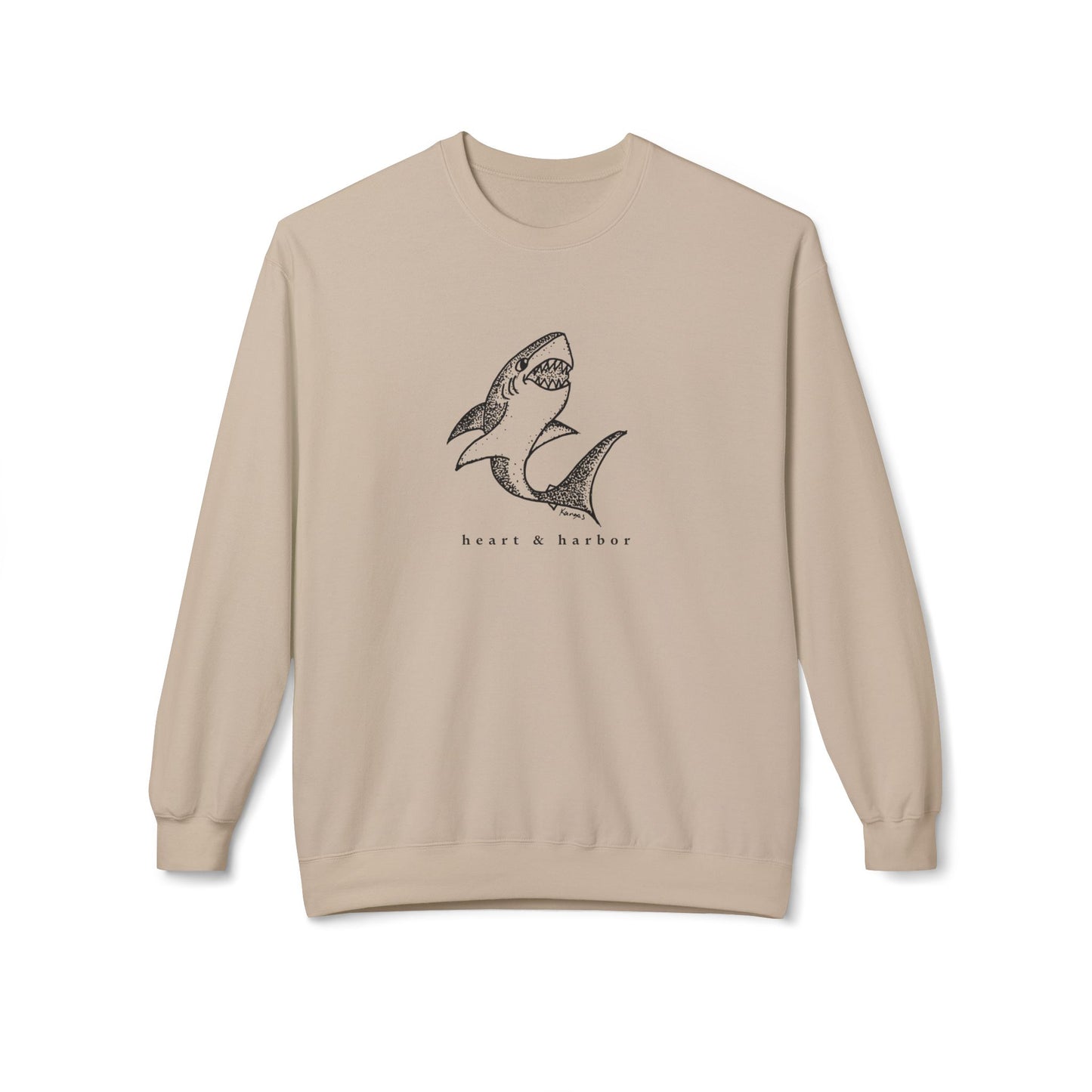 Shark Crewneck Sweatshirt |  Unisex | Hand-Drawn| Heart & Harbor |Multiple colors