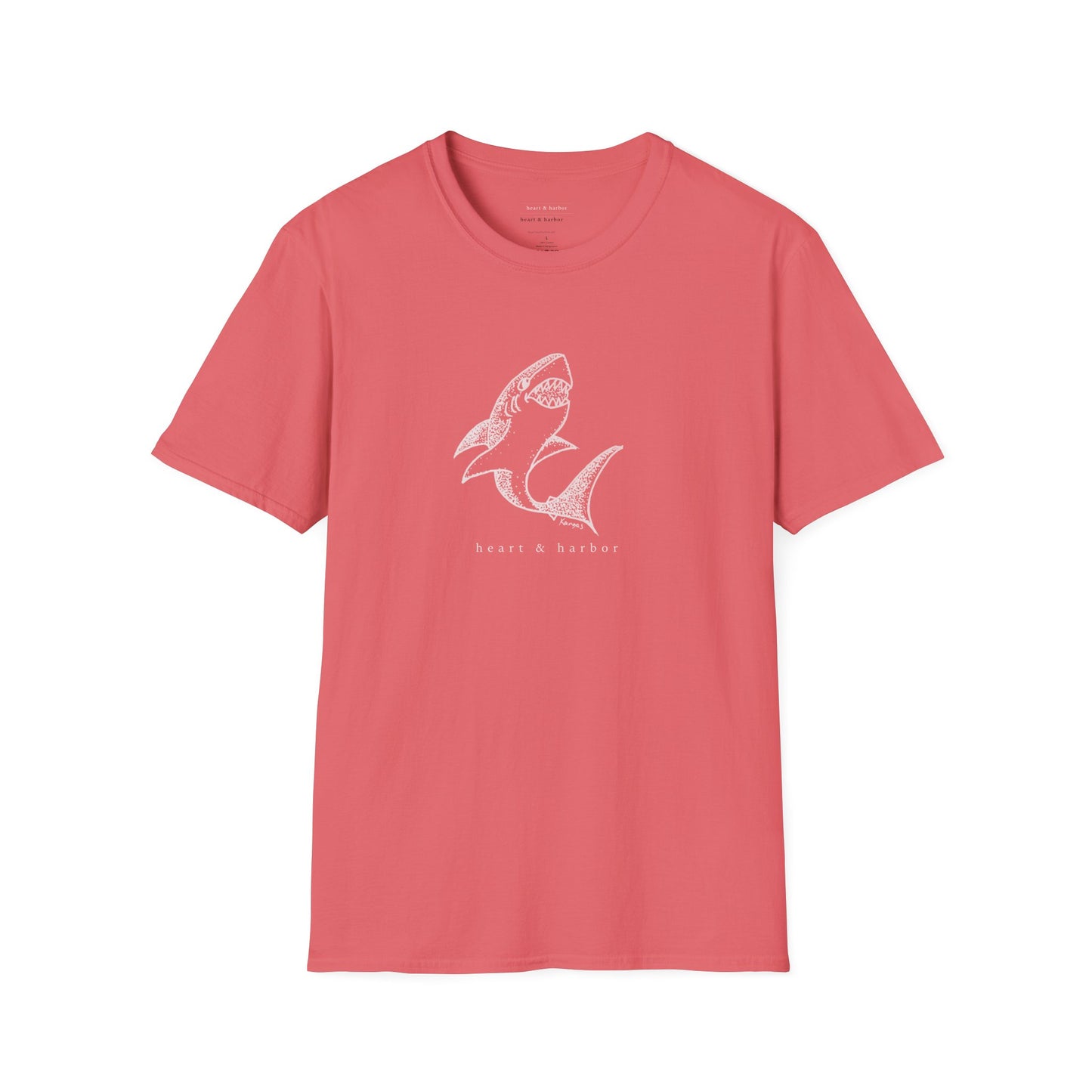 Shark Graphic T-Shirt | White Ink | Unisex Hand-Drawn | Heart & Harbor | Multiple Colors