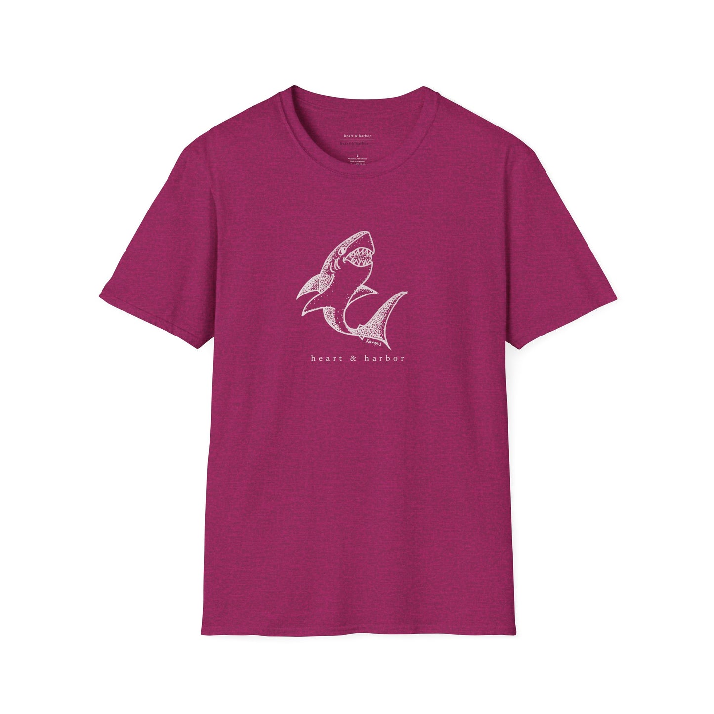 Shark Graphic T-Shirt | White Ink | Unisex Hand-Drawn | Heart & Harbor | Multiple Colors