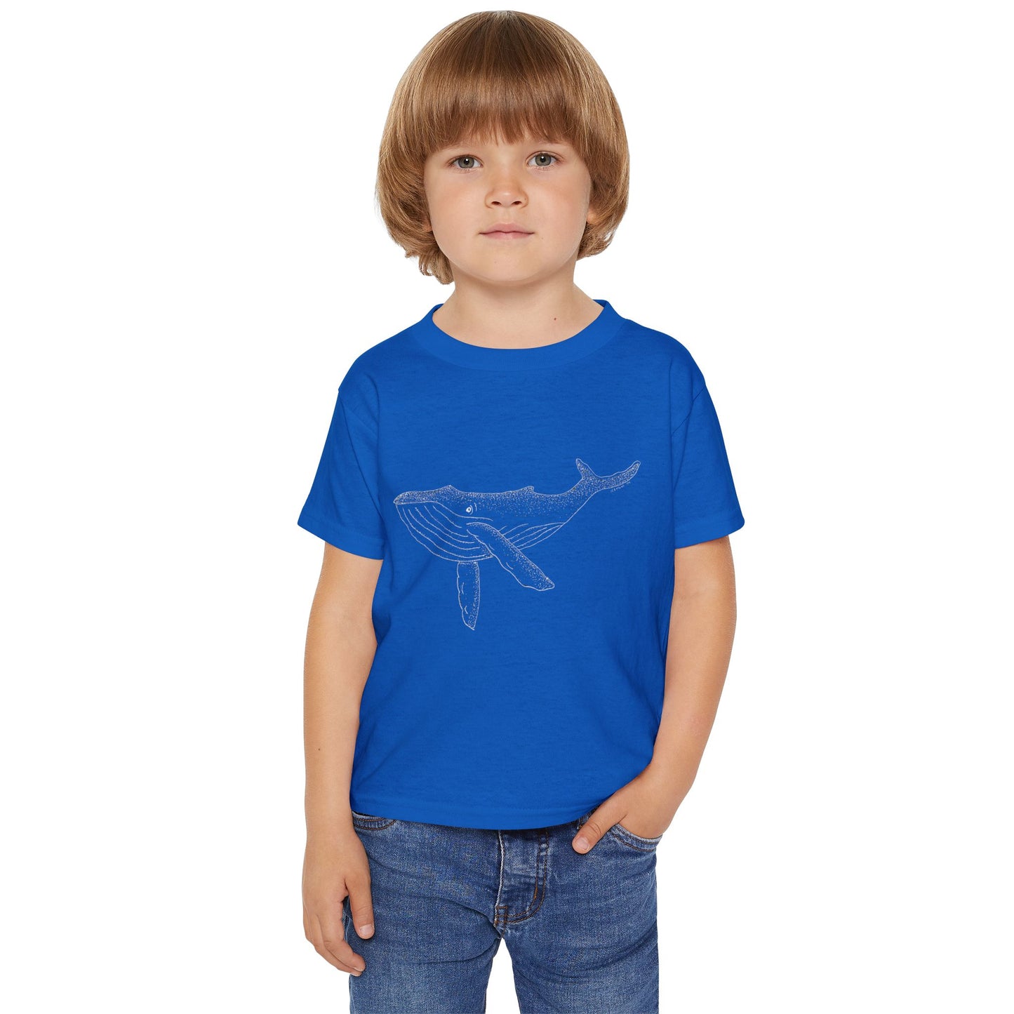 Cute Whale Design Toddler T-shirt in White Print