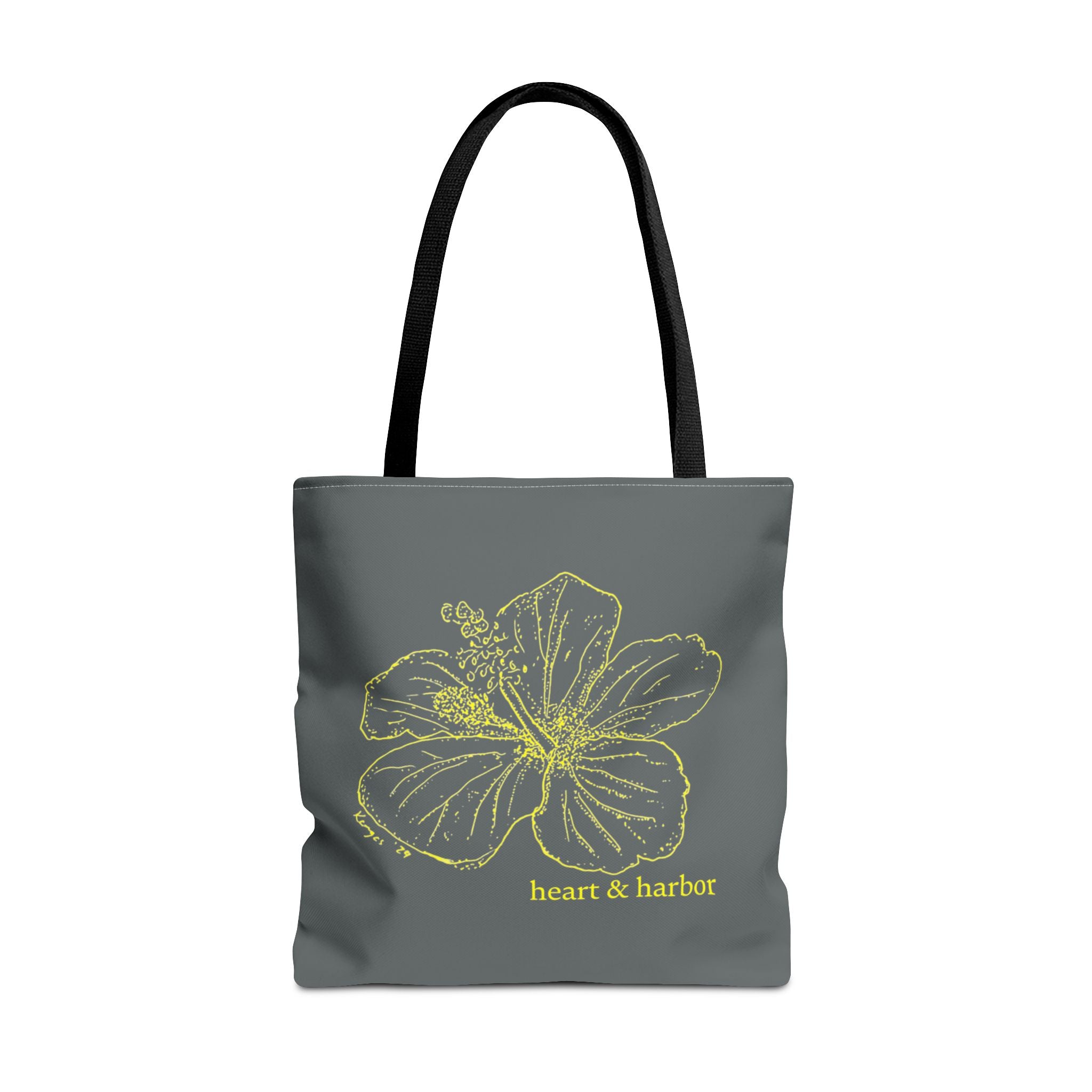 Hibiscus Flower | Illustrated Tote Bag | heart & harbor | Dark Grey