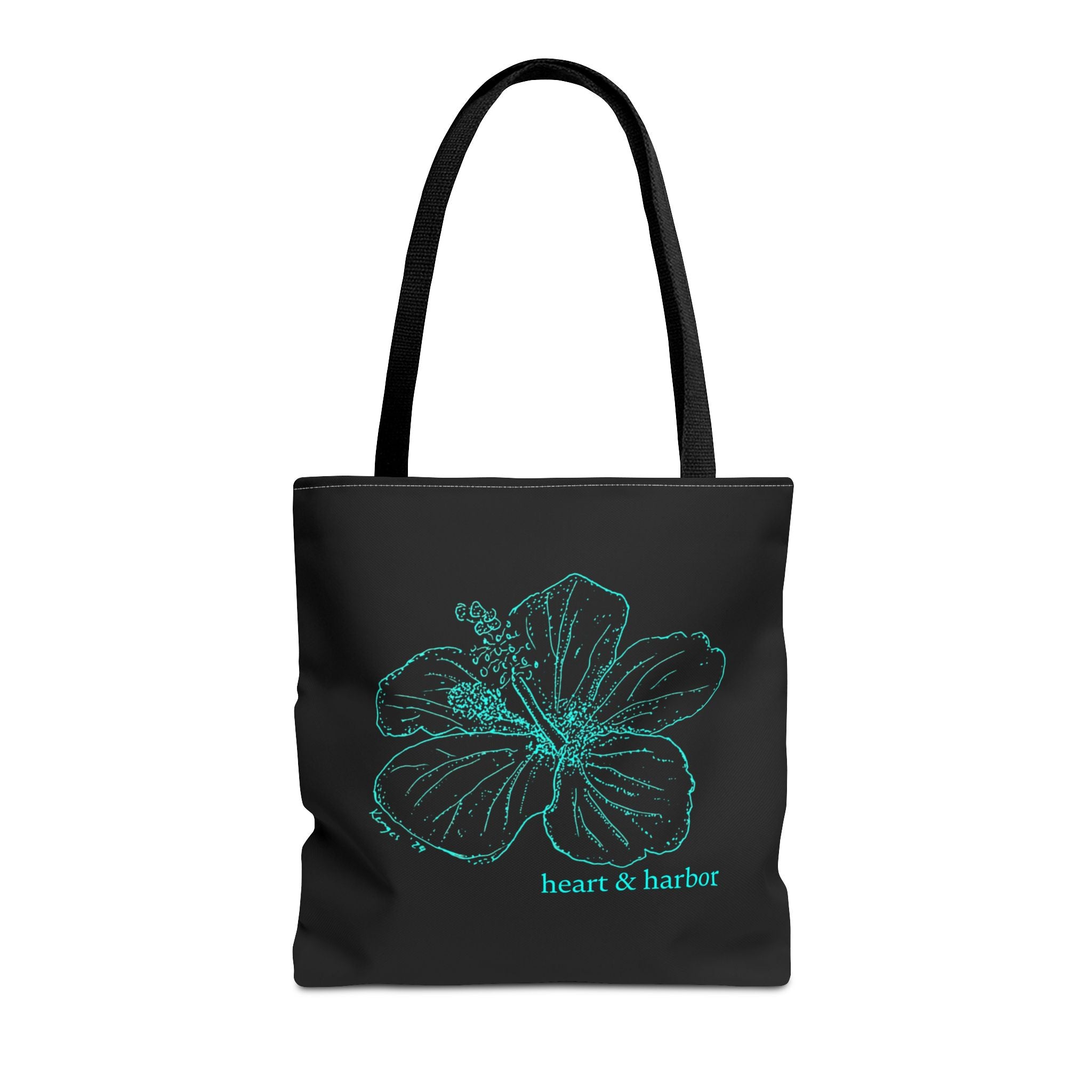 Hibiscus Flower | Illustrated Tote Bag | heart & harbor | Black