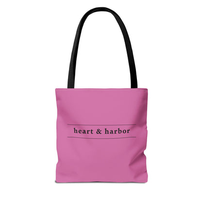 Pink Tote Bag with Hand Drawn Turtle Design