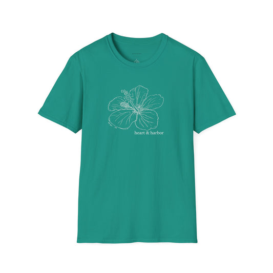Hibiscus Unisex Tee | Hand-Drawn | Heart & Harbor