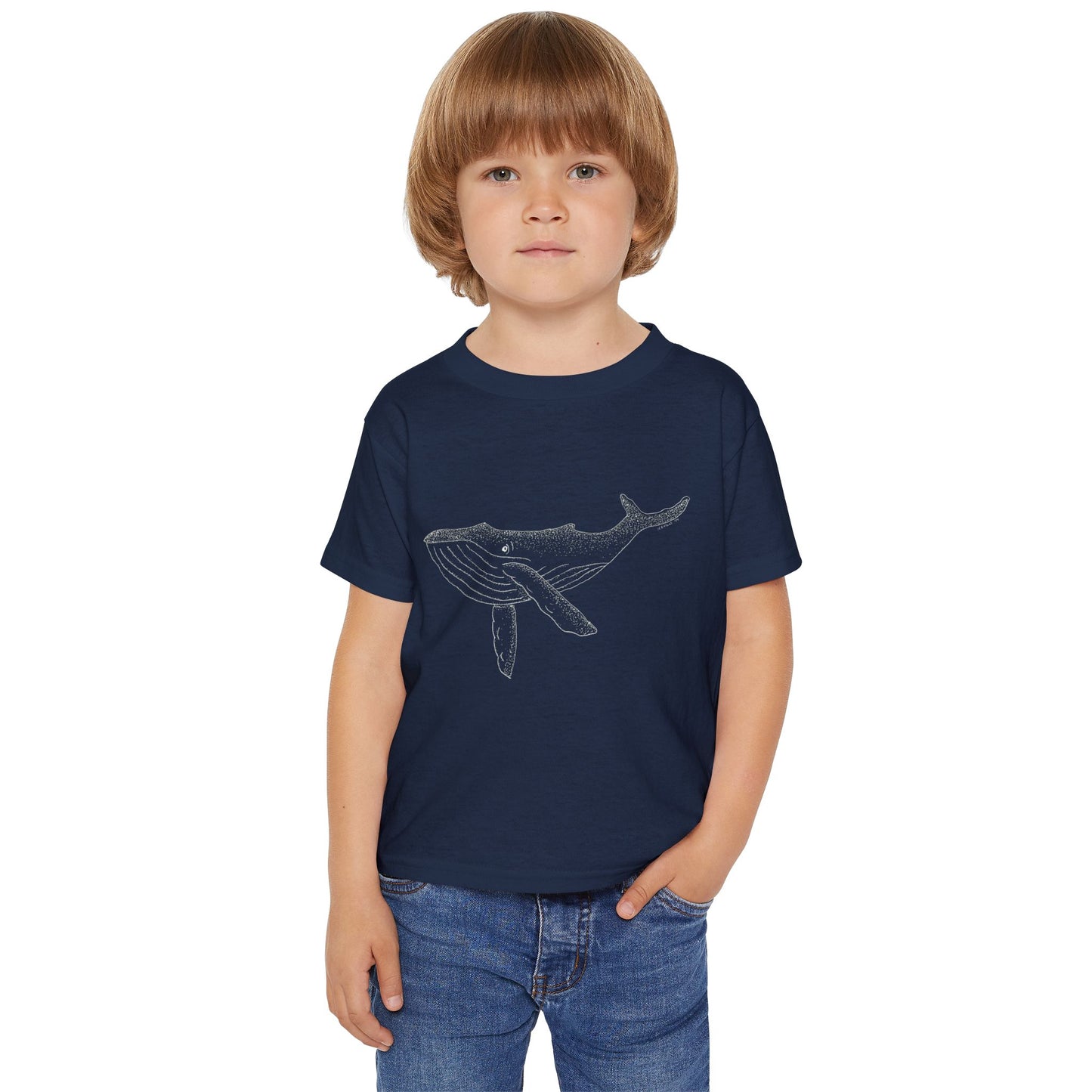 Cute Whale Design Toddler T-shirt in White Print