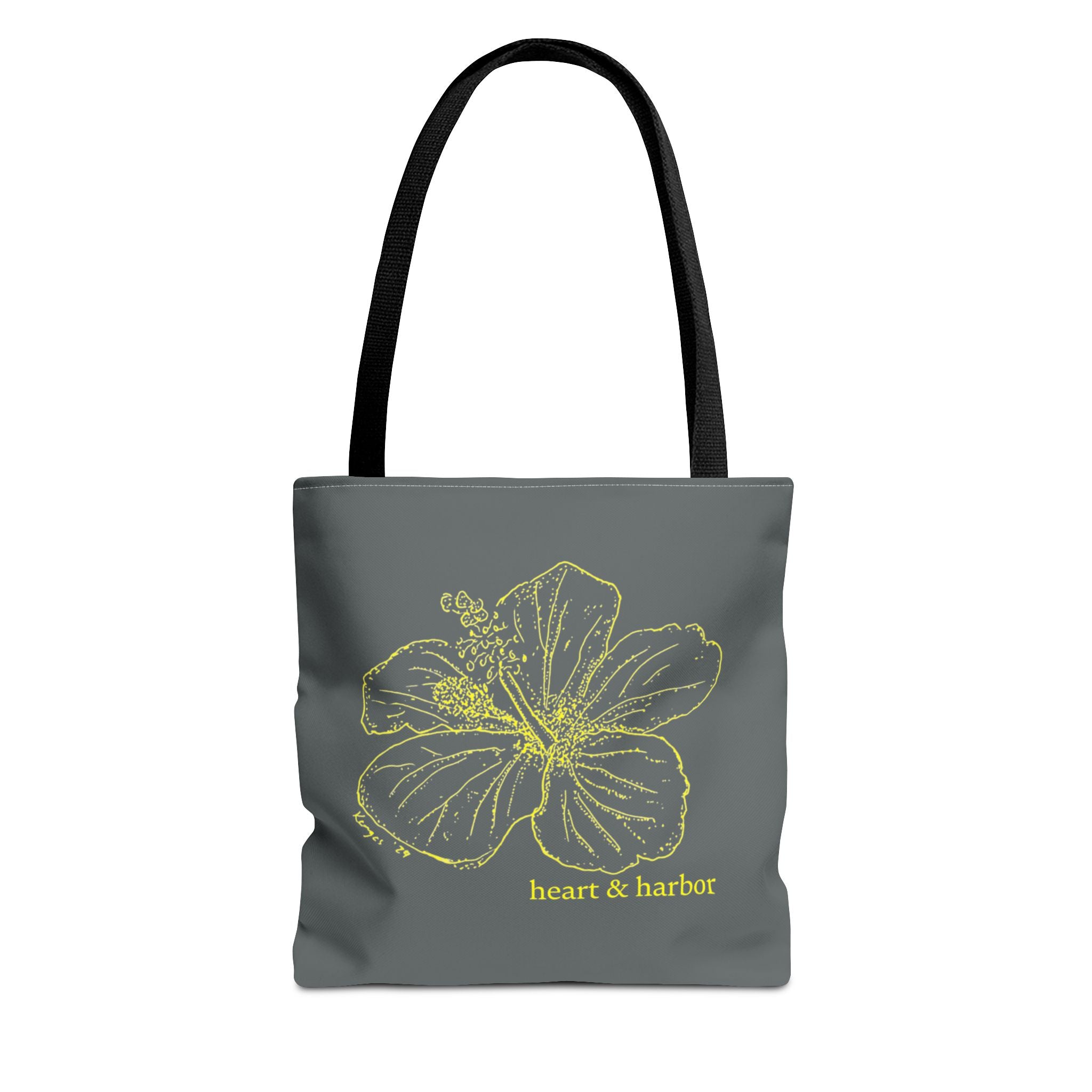 Hibiscus Flower | Illustrated Tote Bag | heart & harbor | Dark Grey