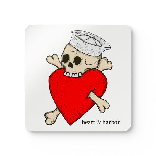Eat Your Heart Out | Cork Coaster Set | Sailor Tattoo Inspired |Heart & Harbor